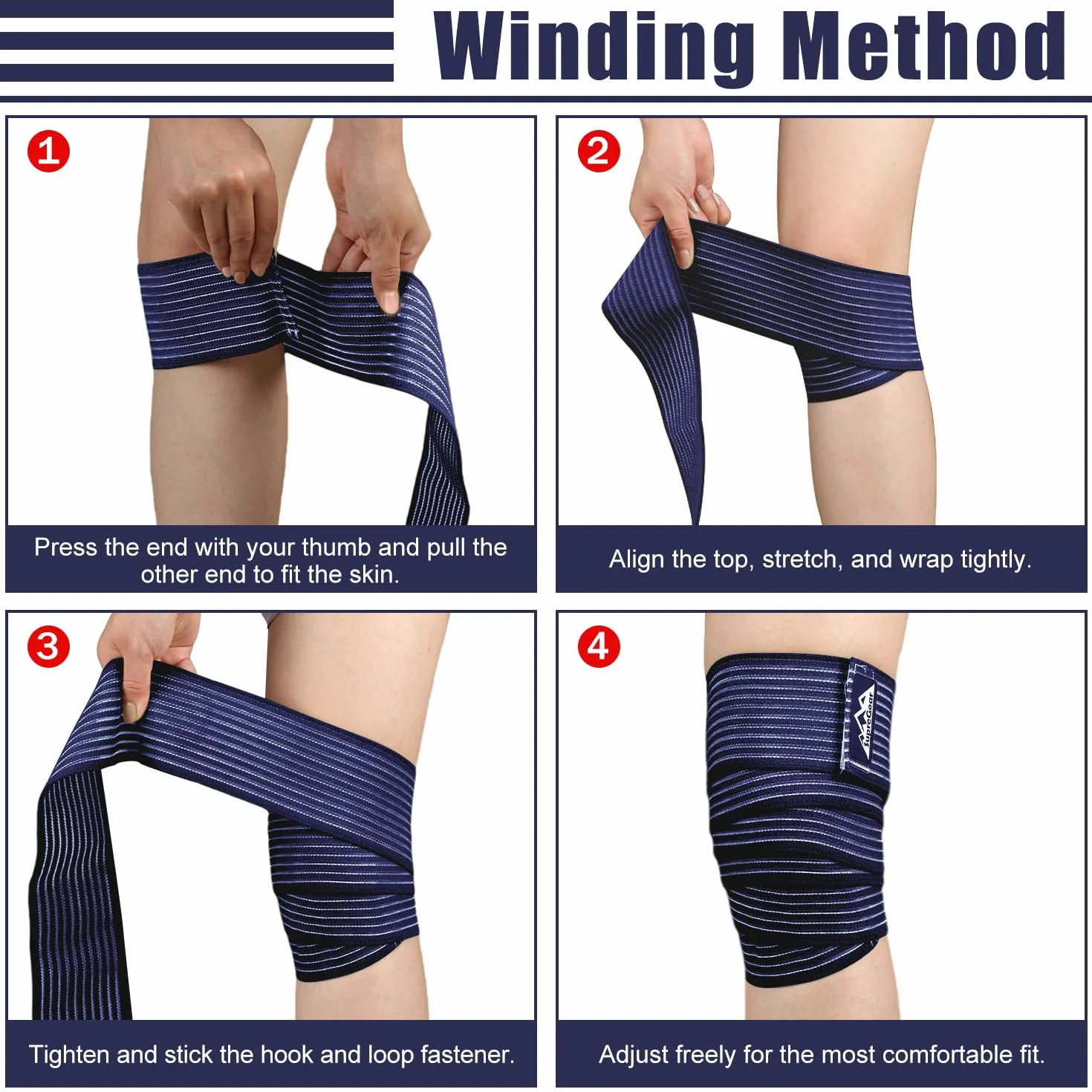 Supregear 2 Pezzi Fasce Compressorie per Hamstring e Cosce, Supporto Regolabile, Bende Elastiche, 150 cm, Blu Scuro