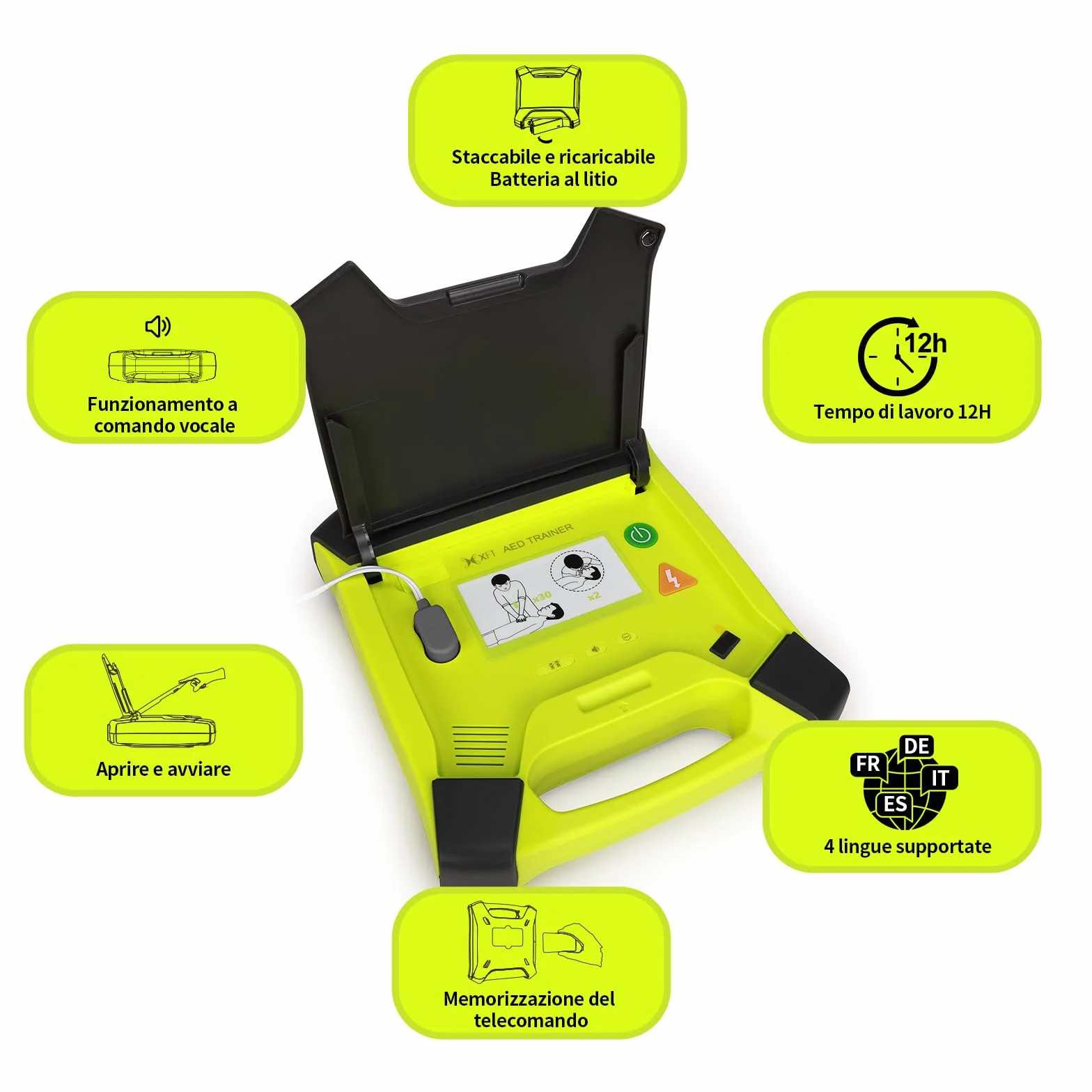 DEA XFT 120GA AED Trainer Defibrillatore Simulatore Formativo 8 Scenari Attrezzatura Allenamento Primo Soccorso