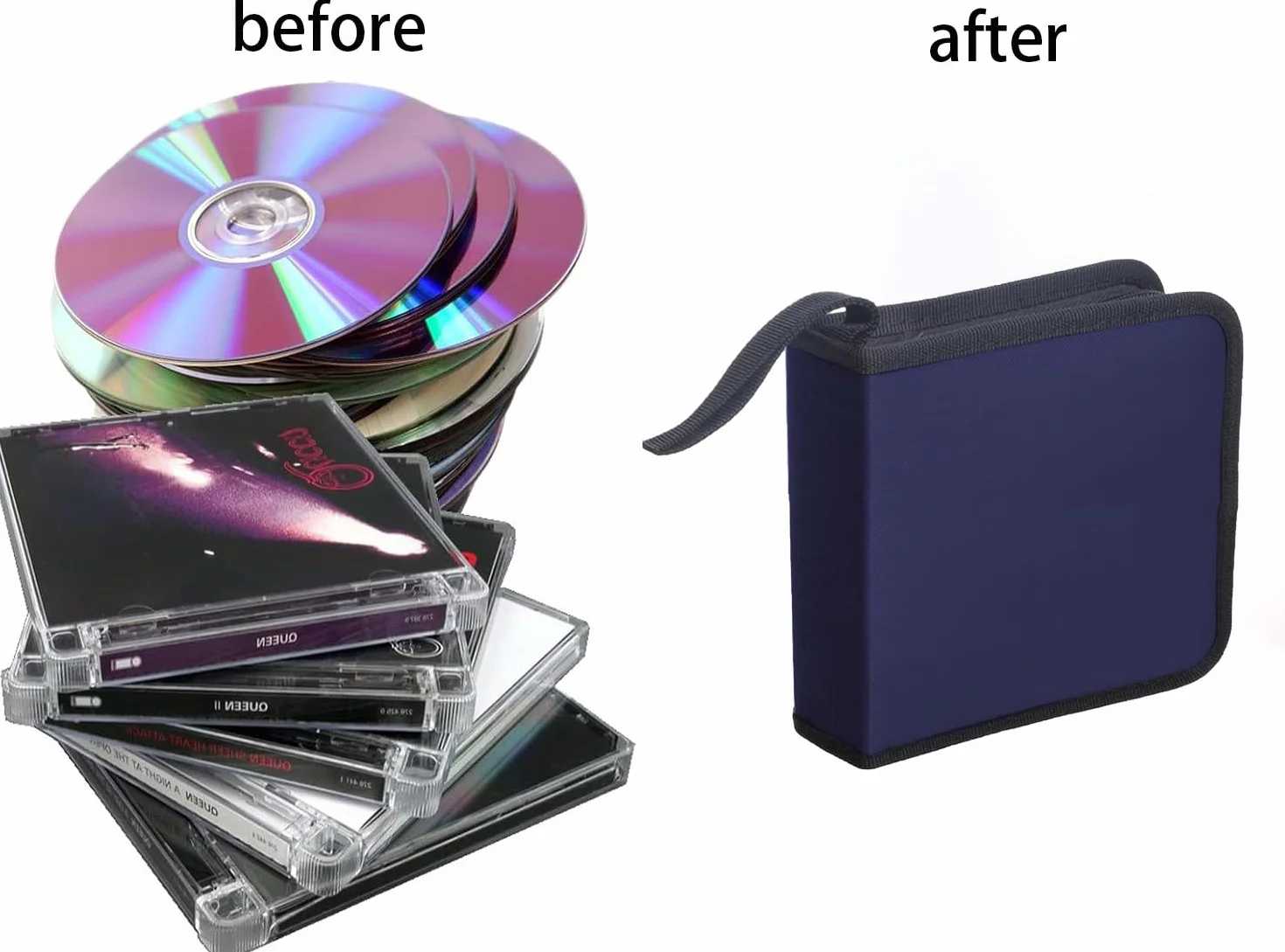 Borsa per CD, Custodia Blu per Dischi CD Dvd per 40 Dischi, Custodia per CD per Auto e casa