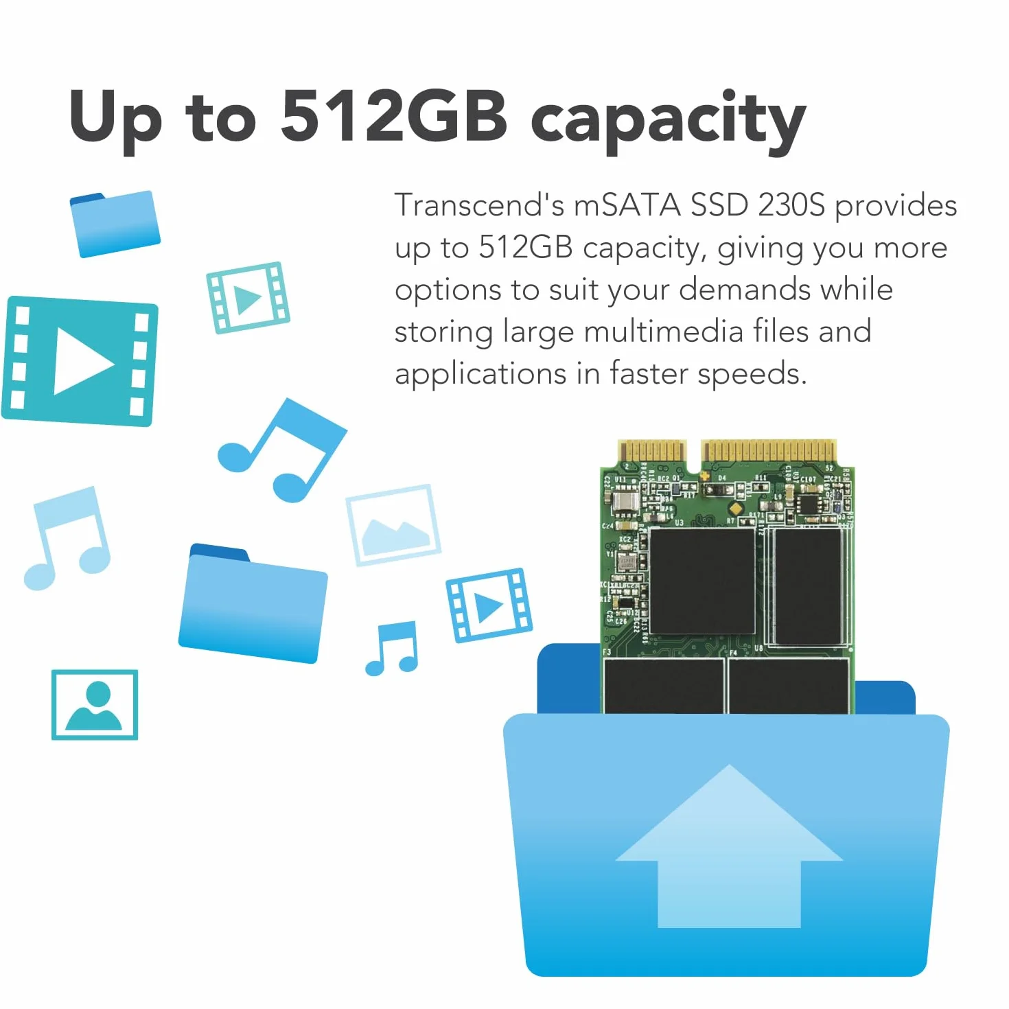Transcend SSD MSA230S mSATA SATA III 6 Gb/s da 64 GB, memoria 3D TLC NAND - TS64GMSA230S