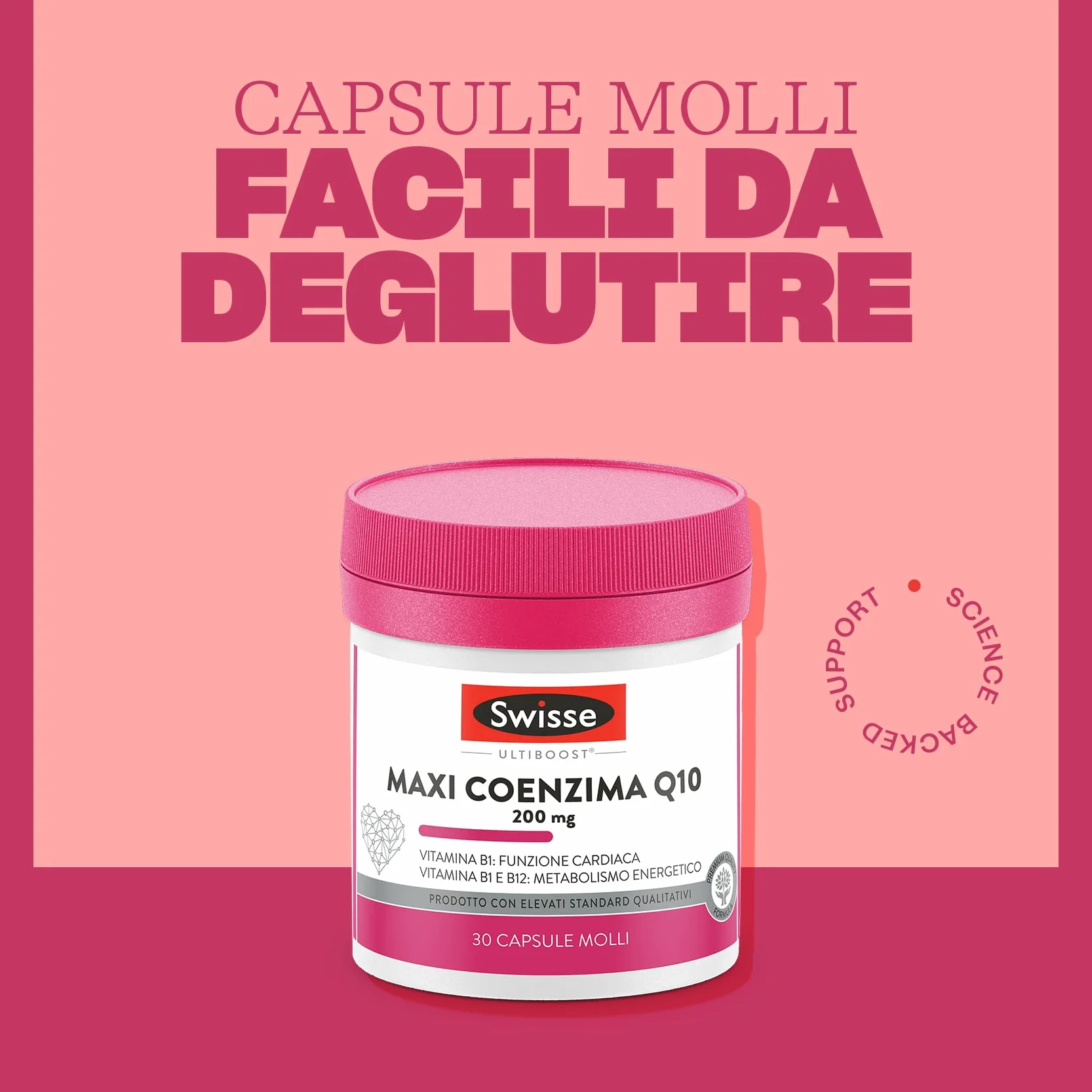 SWISSE Ultiboost Coenzima Q10 200mg Integratore con Vitamina B12 e B1 30 Capsule Molli