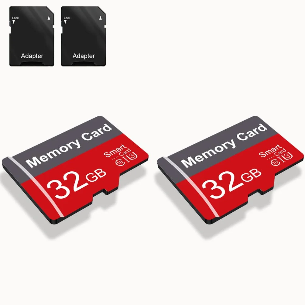 Confezione da 2 schede di memoria da 32 GB con adattatore, scheda TF ad alta velocità, UHS-I C10 A1, per tablet, telefono cellulare, fotocamera, audio per auto, console di gioco (32 GB)