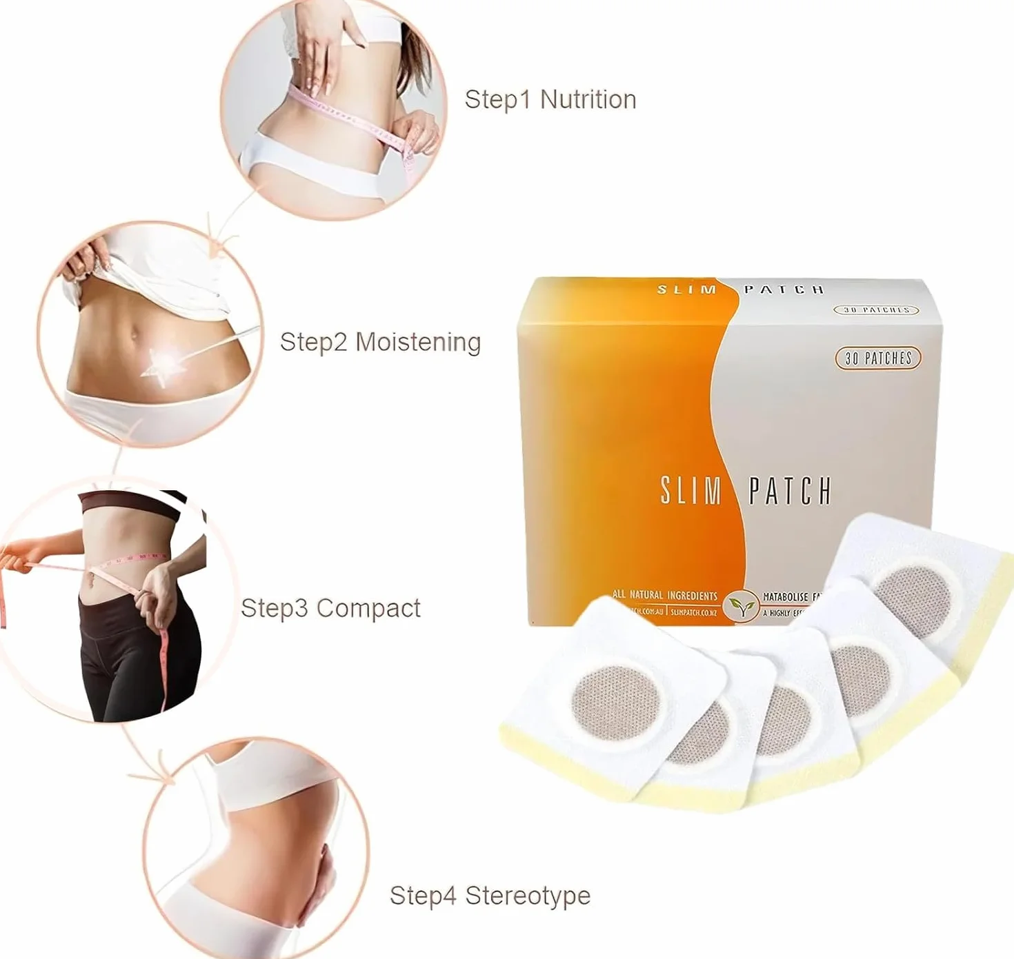 Cerotti Dimagranti Detox Ombelicali (30 Pezzi) - Patch Brucia Grassi per Addome e Pancia - Cerotti Snellenti - Trattamento Slimming