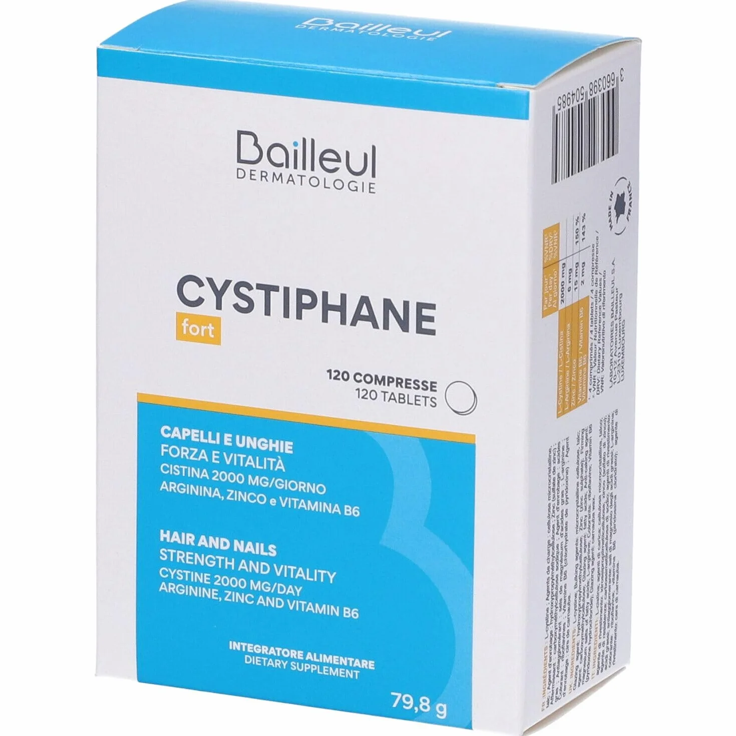 Cystiphane 120 Compresse Integratore Capelli e Unghie con Amminoacidi Vitamina B6 Zinco