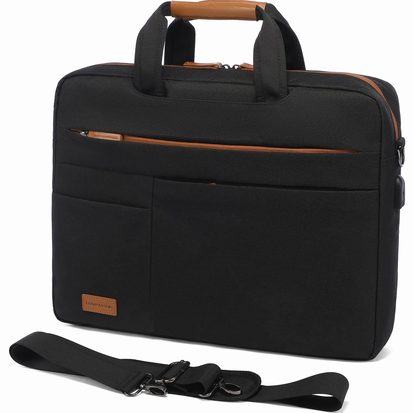 LOVEVOOK borsa per laptop 17 pollici borsa per laptop impermeabile da uomo borsa per notebook valigetta per affari/viaggi/lavoro, nero