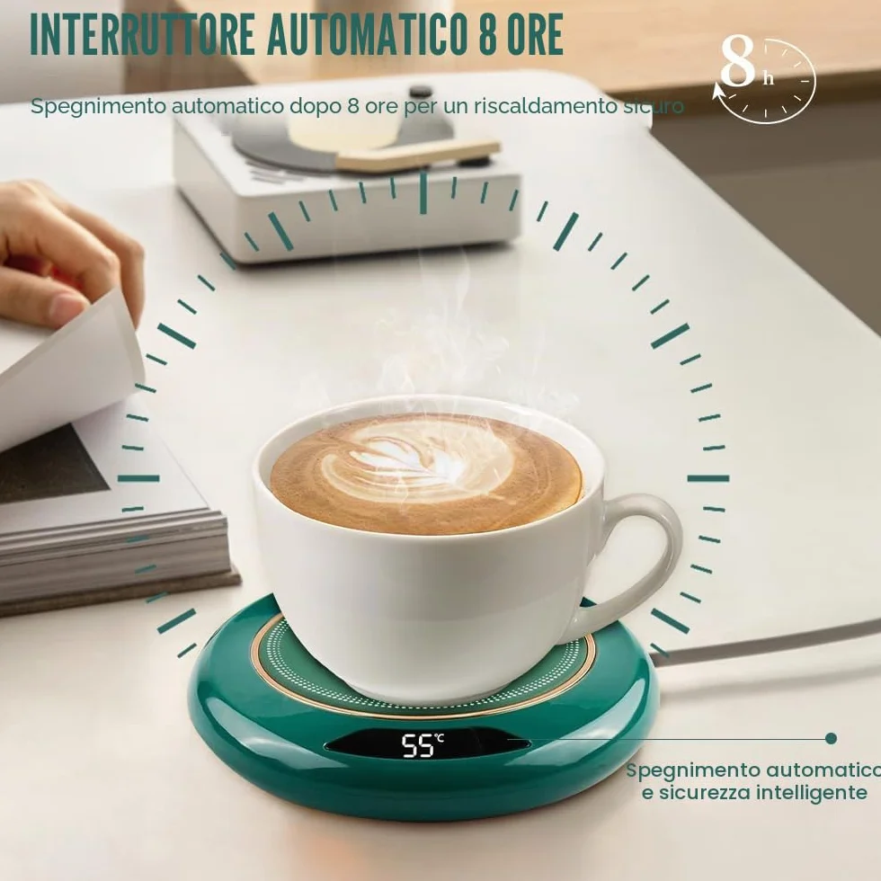 mizikuu Scalda Tazza da Caffè USB, Scalda Bevande Elettrico con 3 Livelli di Temperatura Scaldatazze Caffè con Spegnimento Automatico Sottobicchiere a Temperatura Costante Scaldabagno Intelligente