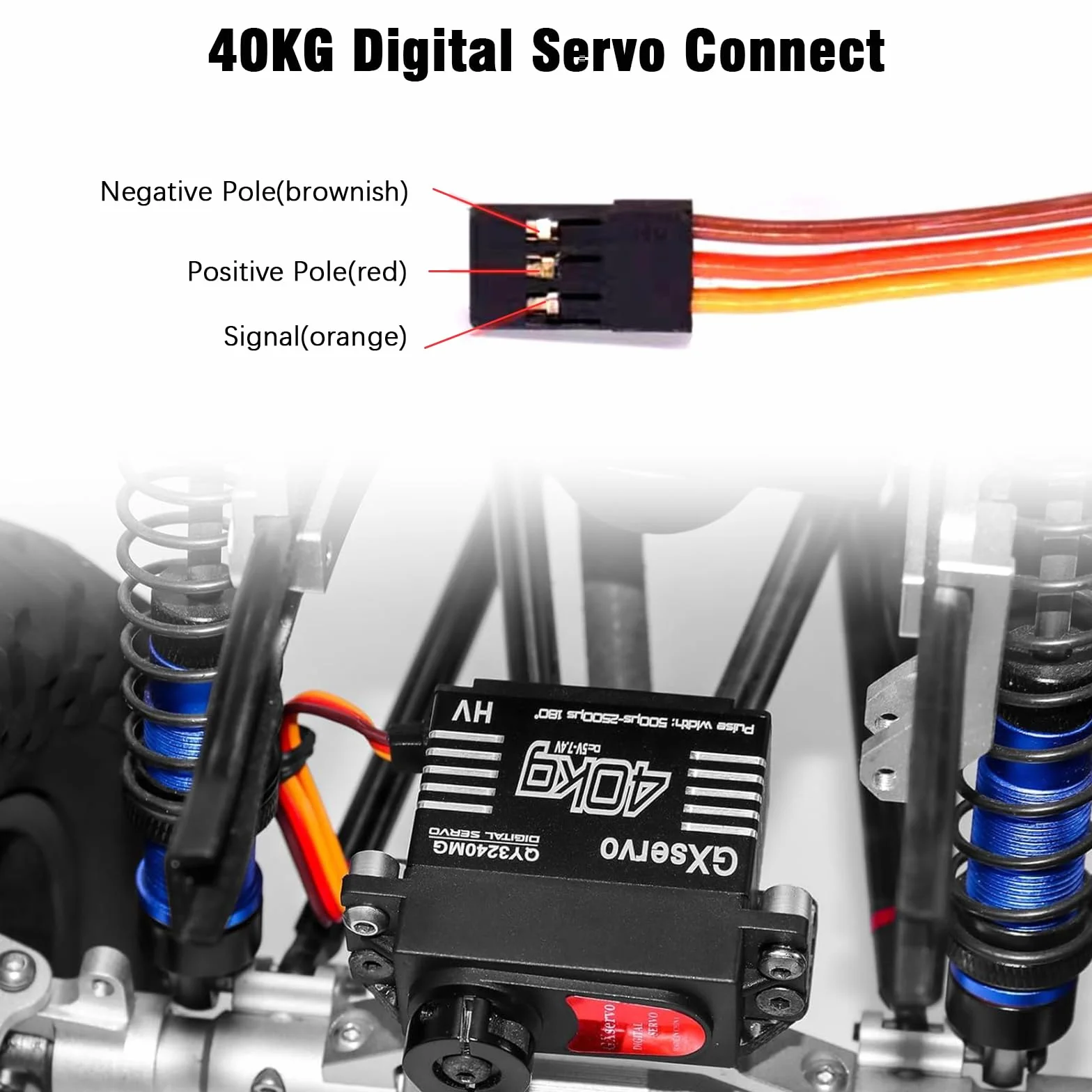 Digitale Servomotore Binghe 1 pezzi 40KG Servo Digitale Metal Servomotore 40KG Servo Motore con Ingranaggi in Metallo per Auto RC 1/10 1/8 Elicottero compatibile con Arduino
