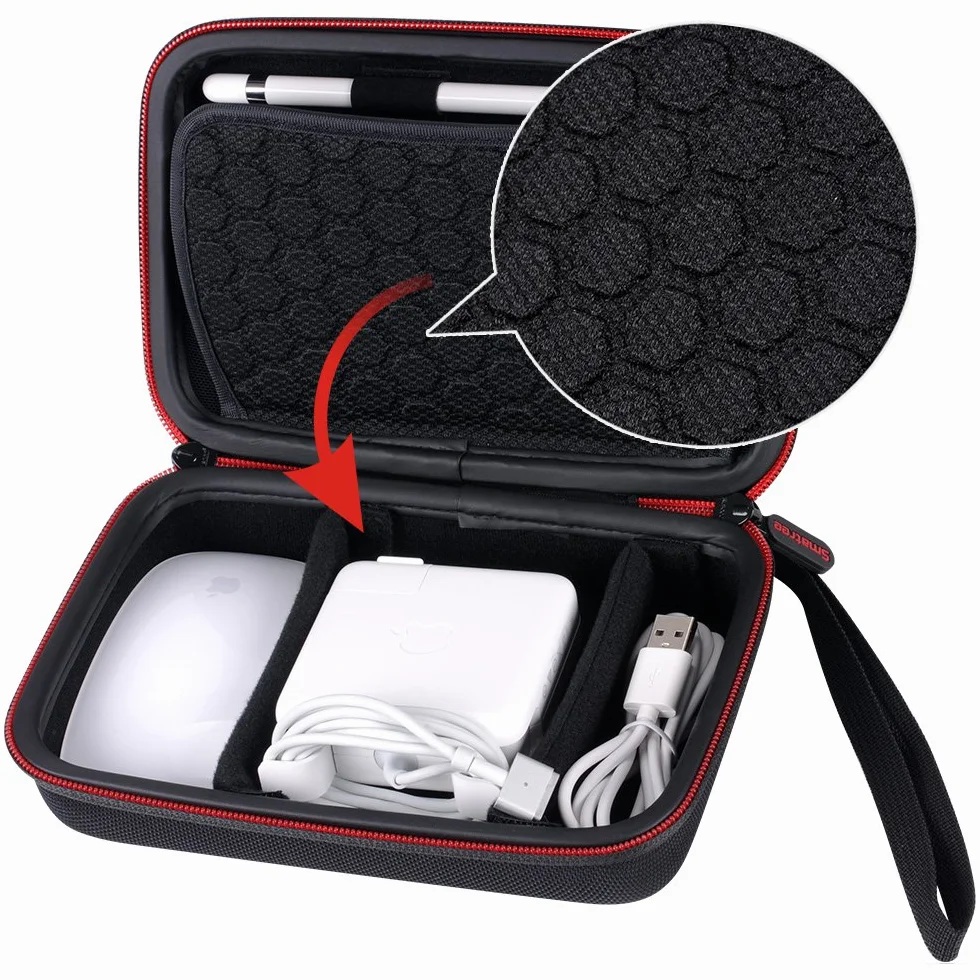 Smatree A90 Custodia Rigida para Apple Pencil, Magic Mouse, Adattatore di Alimentazione Magsafe 1, Cavo di Ricarica Magnetico, Organizzatore Cavi da Viaggio Doppio Strato Borsa Accessori Elettronici