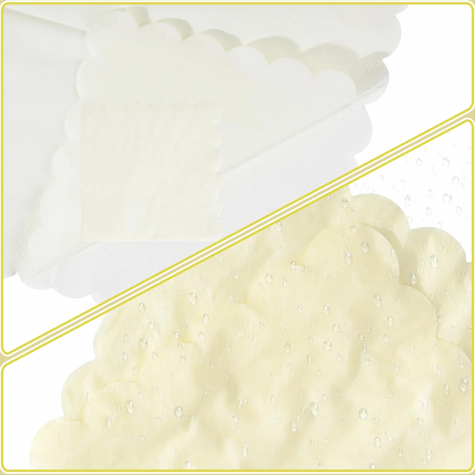 NatNarr 120 tovaglioli da cocktail avorio smerlato beige usa e getta crema dessert bevande per matrimoni, baby shower, addio al nubilato, compleanno