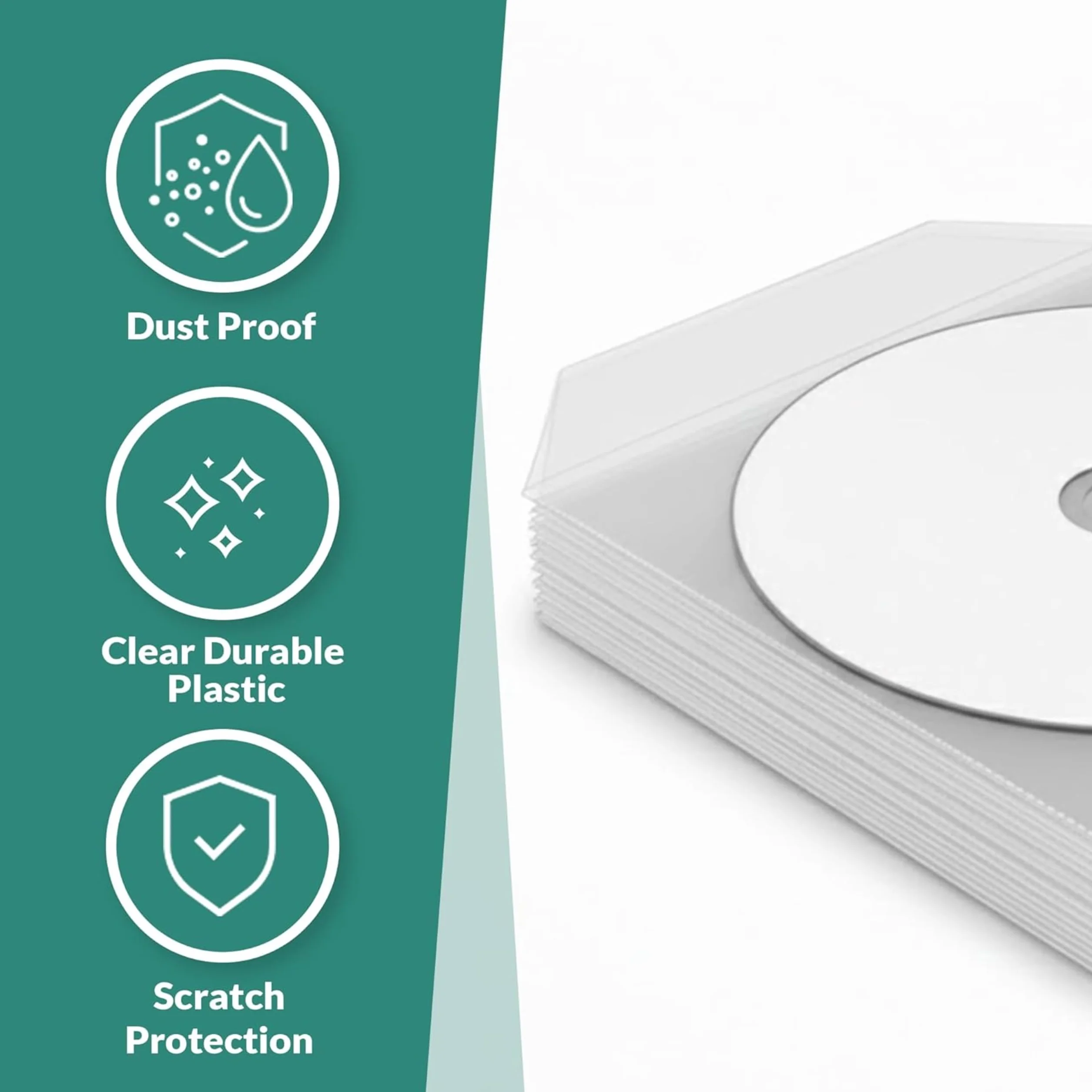 100X Custodie CD Dvd Bluray | Bustine Buste Trasparenti, PVC | Aletta di Chiusura, Protezione Dischi, visibilità Etichette | Conservazione Dischi Senza Polvere