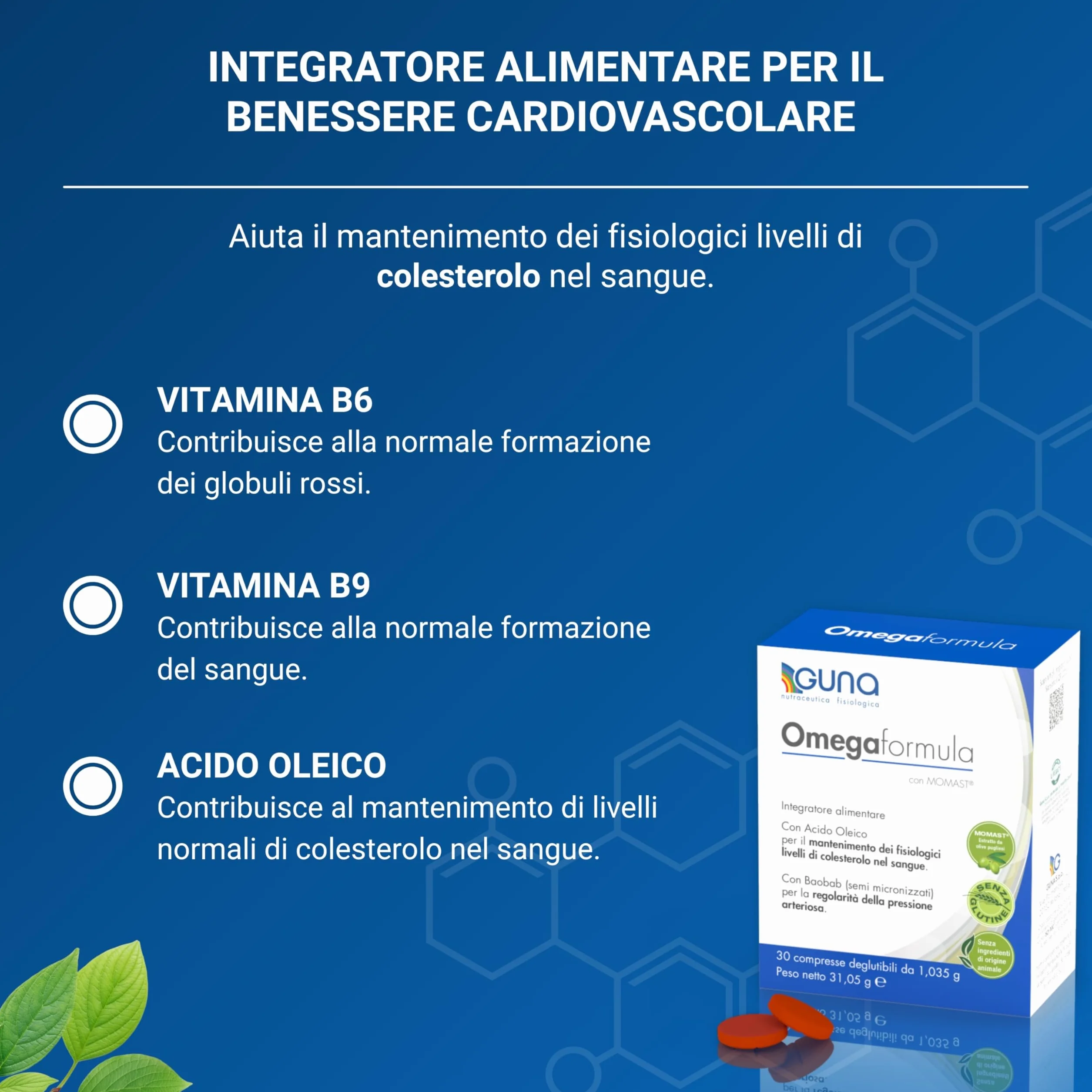 GUNA Omegaformula Nuova Formula Integratore Colesterolo e Cuore 30 Compresse