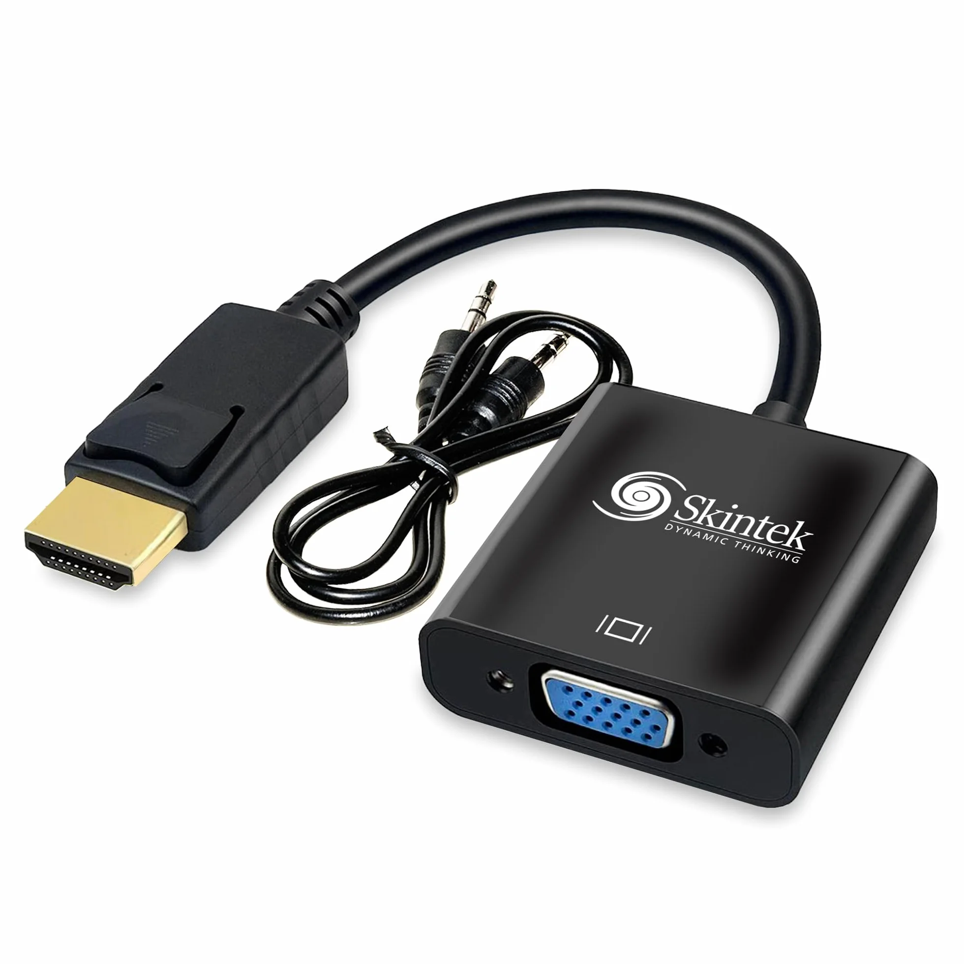Skintek SK-04-HV adattatore da HDMI a VGA (D-SUB), 1080p 60Hz, Porta Audio da 3,5mm, per PC e Notebook. Per connettere un PC/Notebook a Monitor, Projettore, con ingresso VGA. Cavo 15 cm.