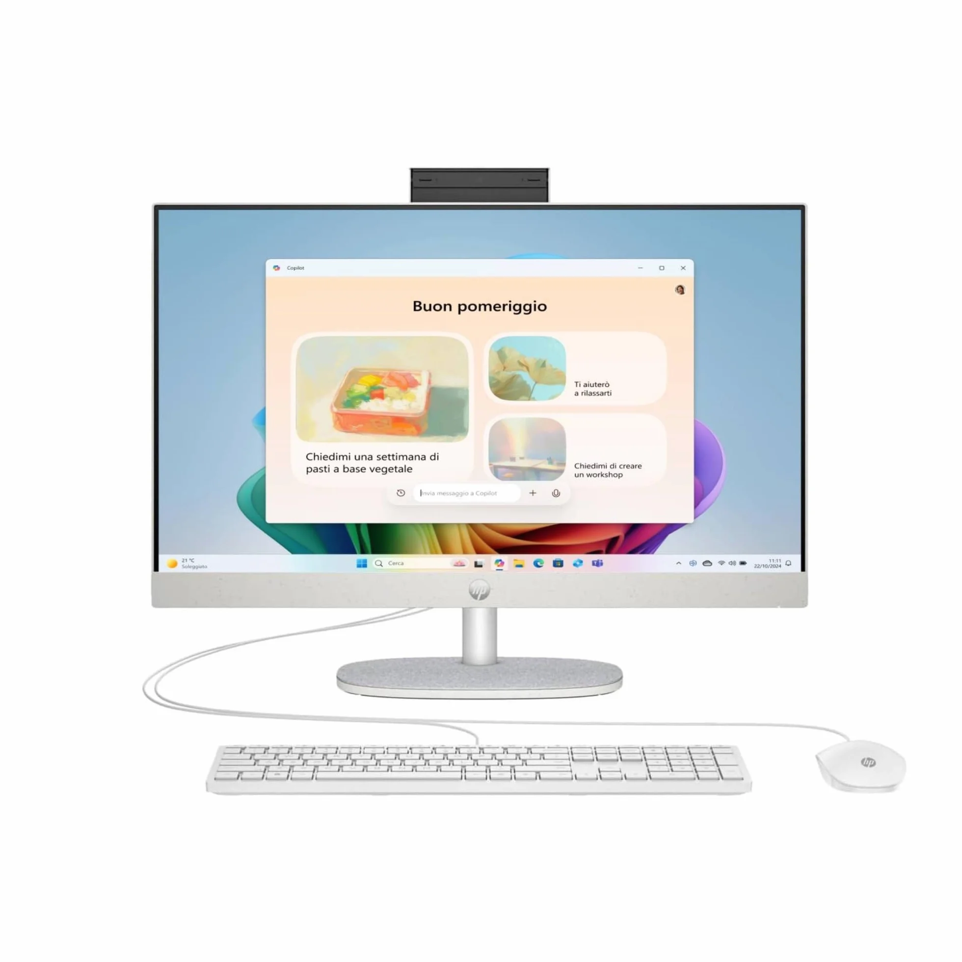 HP 24-cr0002sl All-in-One AMD Ryzen 3 7320U 8GB RAM LPDDR5 512GB SSD NVMe Display 23,8" FHD IPS Windows 11 Bianco