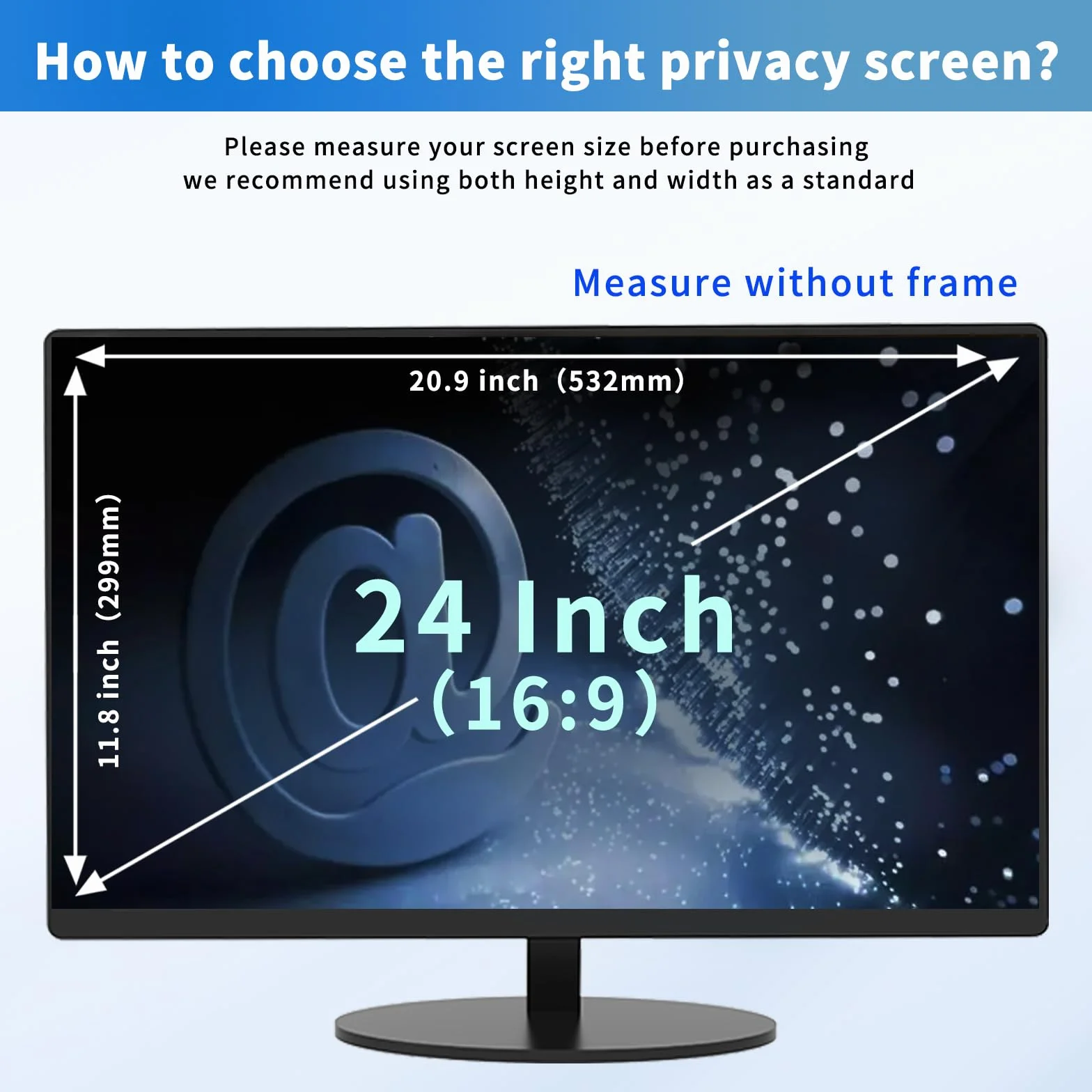 Protezione Schermo per Computer Desktop da 24 Pollici con Rapporto di Aspetto 16:9, Anti Luce Blu e antiriflesso, Filtro per la Privacy a Rapida Installazione, Pellicola di Protezione PC