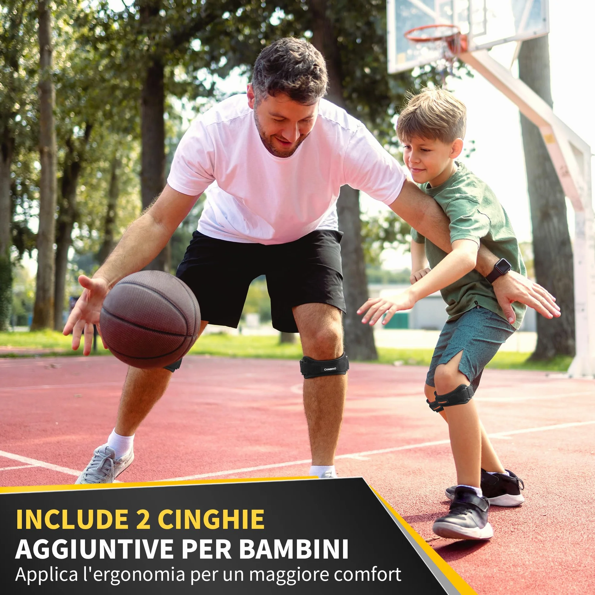 CAMBIVO Tutore Ginocchio Rotulea Regolabile 2 Pezzi, Ginocchiera Ortopedica con Cuscinetto di Compressione per Tendinite, Sport