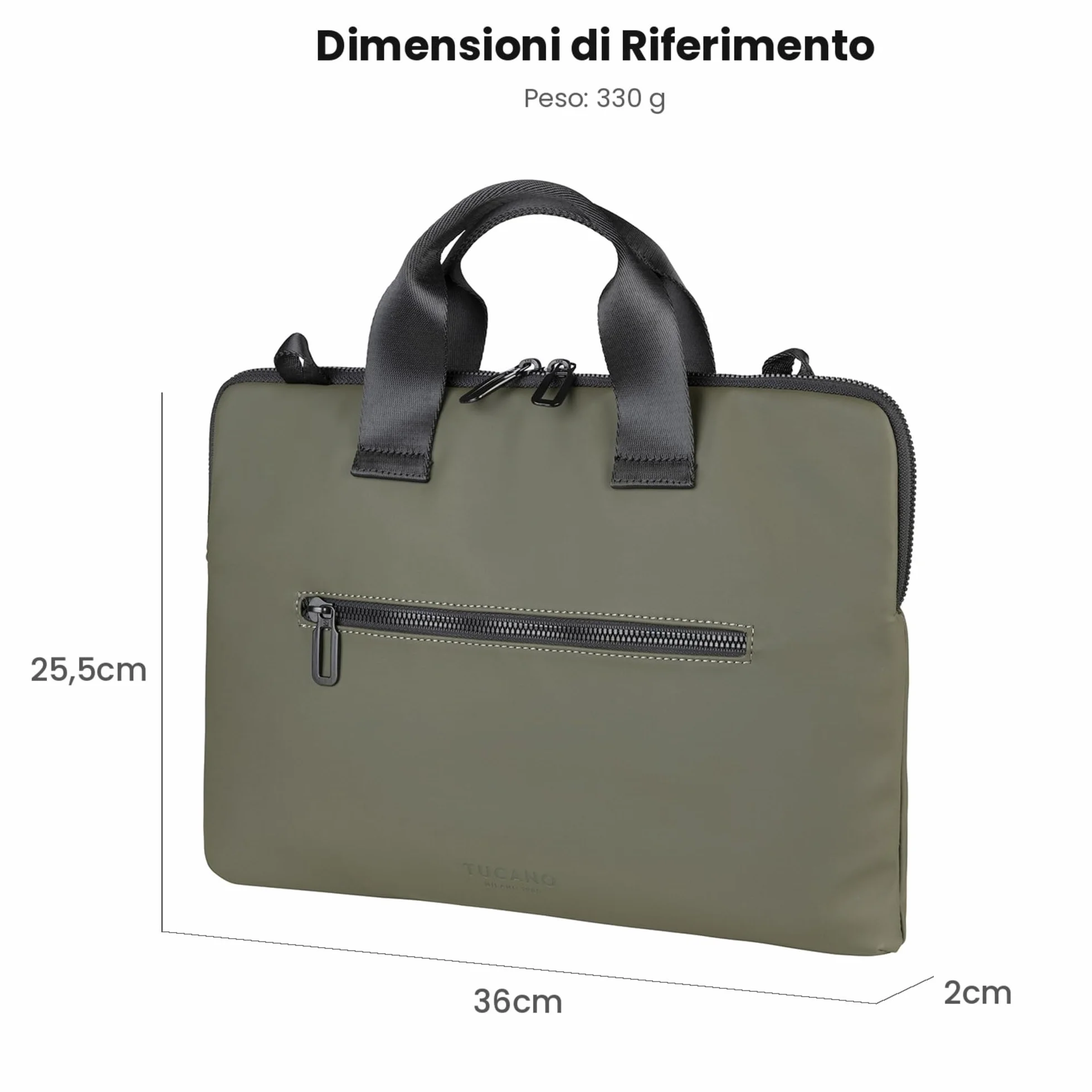 Tucano, Gommo Super Slim Borsa Porta PC per Laptop 14" e MacBook Air 15", Borsa Computer con Tracolla Rimovibile e Tasca Accessori, Materiale Gommato Water Resistant, 36x25,5x2 cm