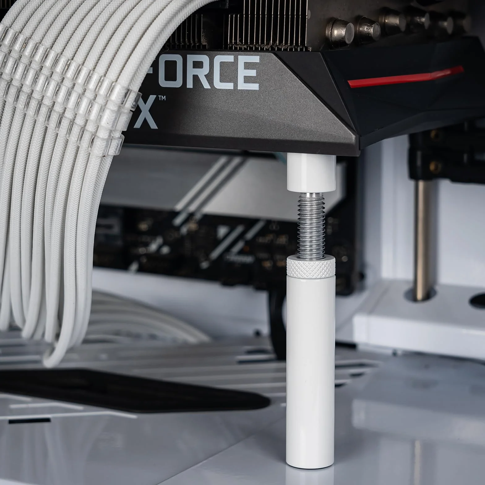 Supporto Scheda Video, Supporto Scheda Grafica GPU, Supporto GPU, Alluminio aerospaziale anodizzato, bianco, L/74mm-120mm