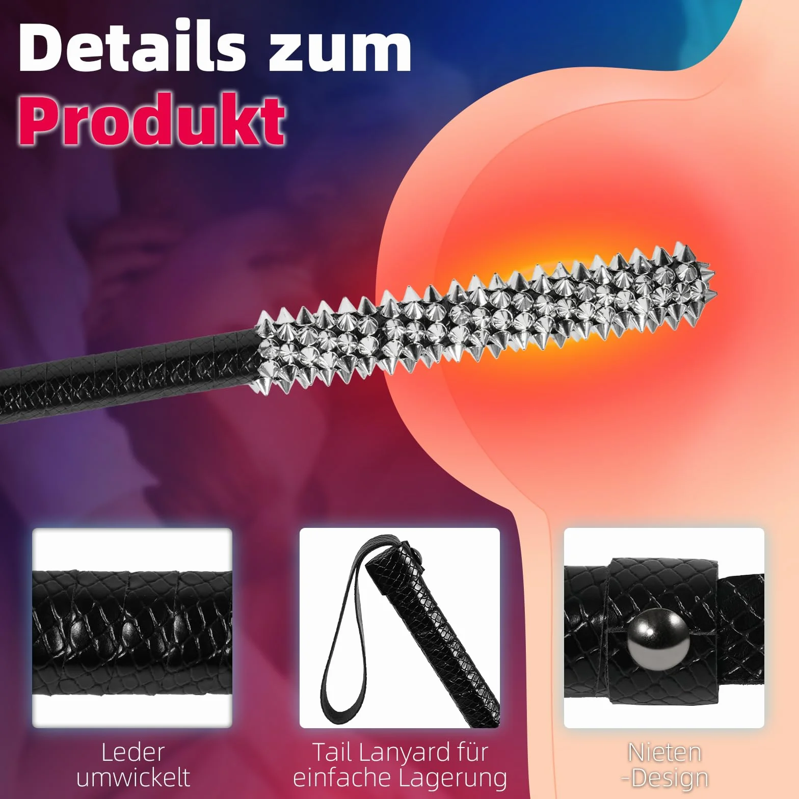 Bondage Flogger Finta Pelle Frusta Con Borchie Per Adulti