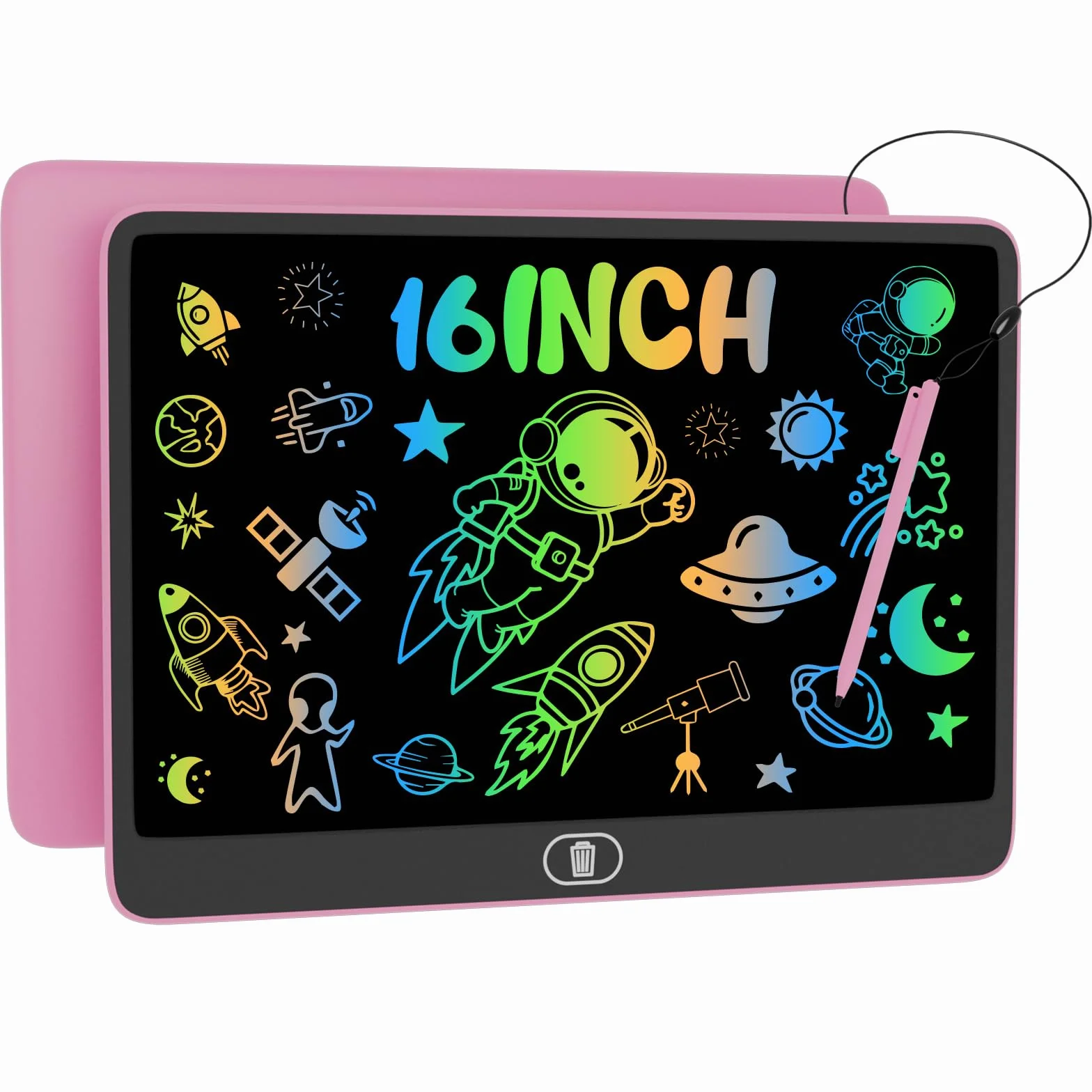 Electight Tavoletta Grafica LCD 16 Pollici Scrittura Disegno Cancellabile con Pulsante Elimina Rosa