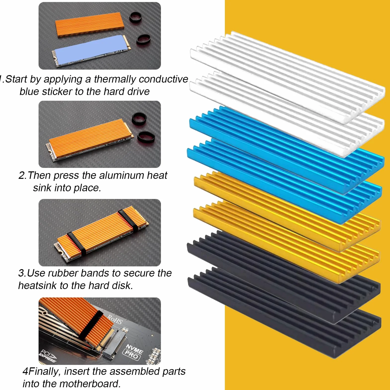 8 Pack M.2 2280 Nvme SSD dissipatore di Calore con Pad Termico Lega di Alluminio dissipatore di Calore di Raffreddamento per Computer Portatile, 70x22x3mm