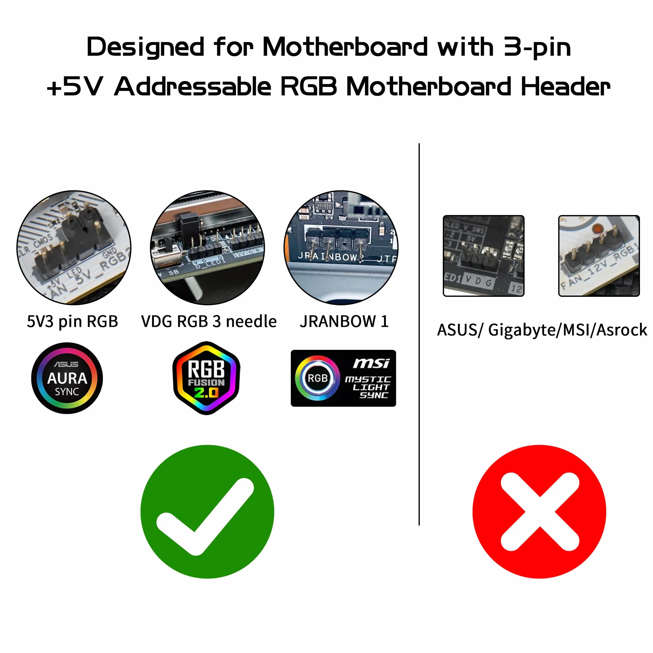 YAODHAOD Cavo Splitter ARGB, 5V 1 Femmina a 4 Maschio 3 Pin Indirizzabile RGB Cavo di Prolunga per Chassis del Computer, Raffreddamento CPU e Ventola da 5V (Da 1 a 4, 3 Pin, Bianco)