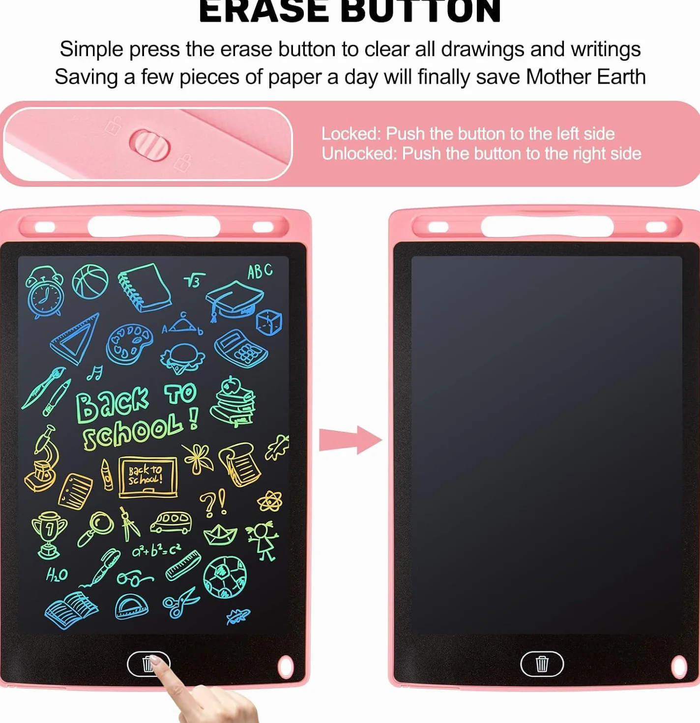 Tavoletta Grafica LCD Bambini 8,5 Pollici Display Colorato Lavagna Cancellabile Portatile Regalo Educativo