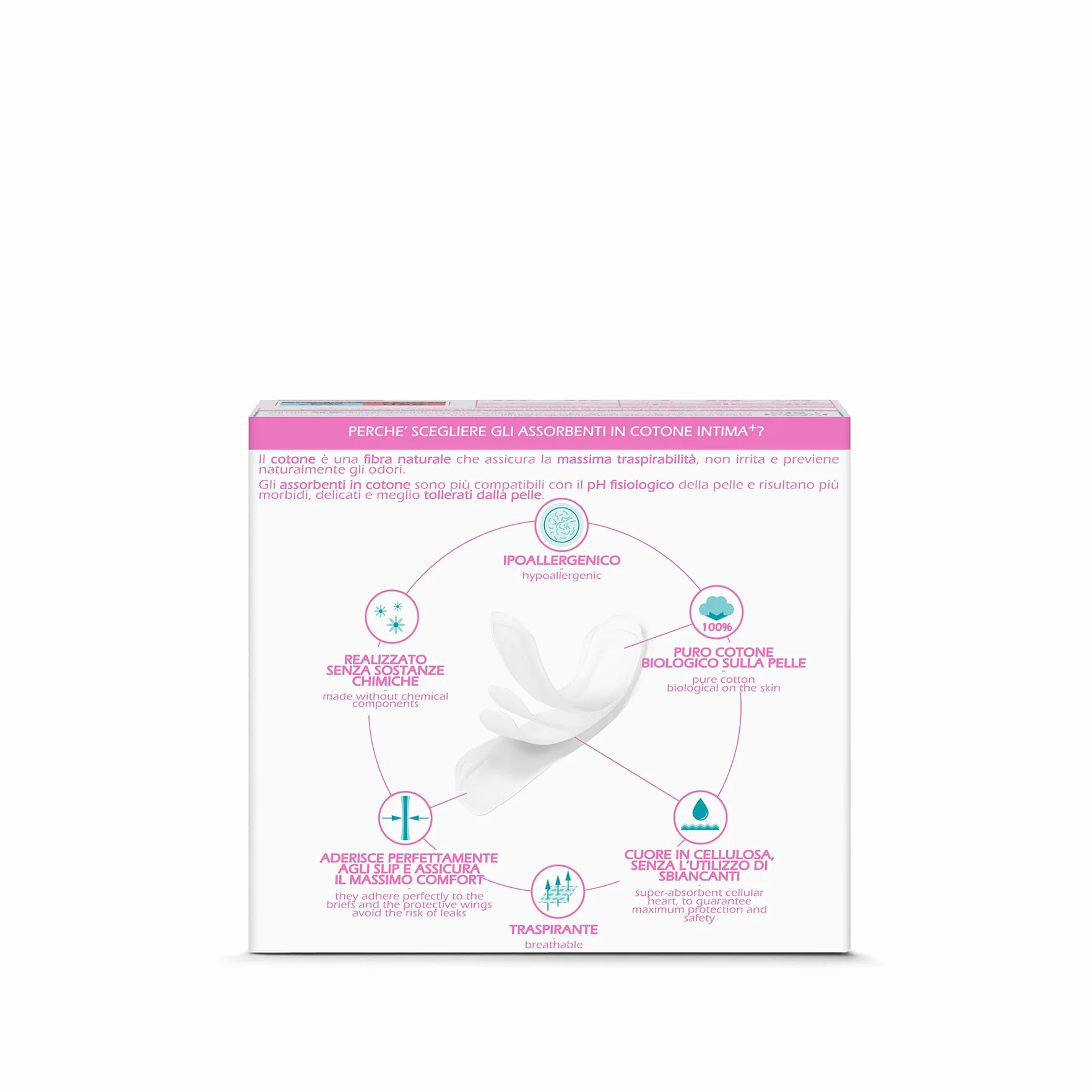 Intima+ Salvaslip Ultrasottili Puro Cotone Biologico Donna Ipoallergenici pH Fisiologico 20 Pezzi