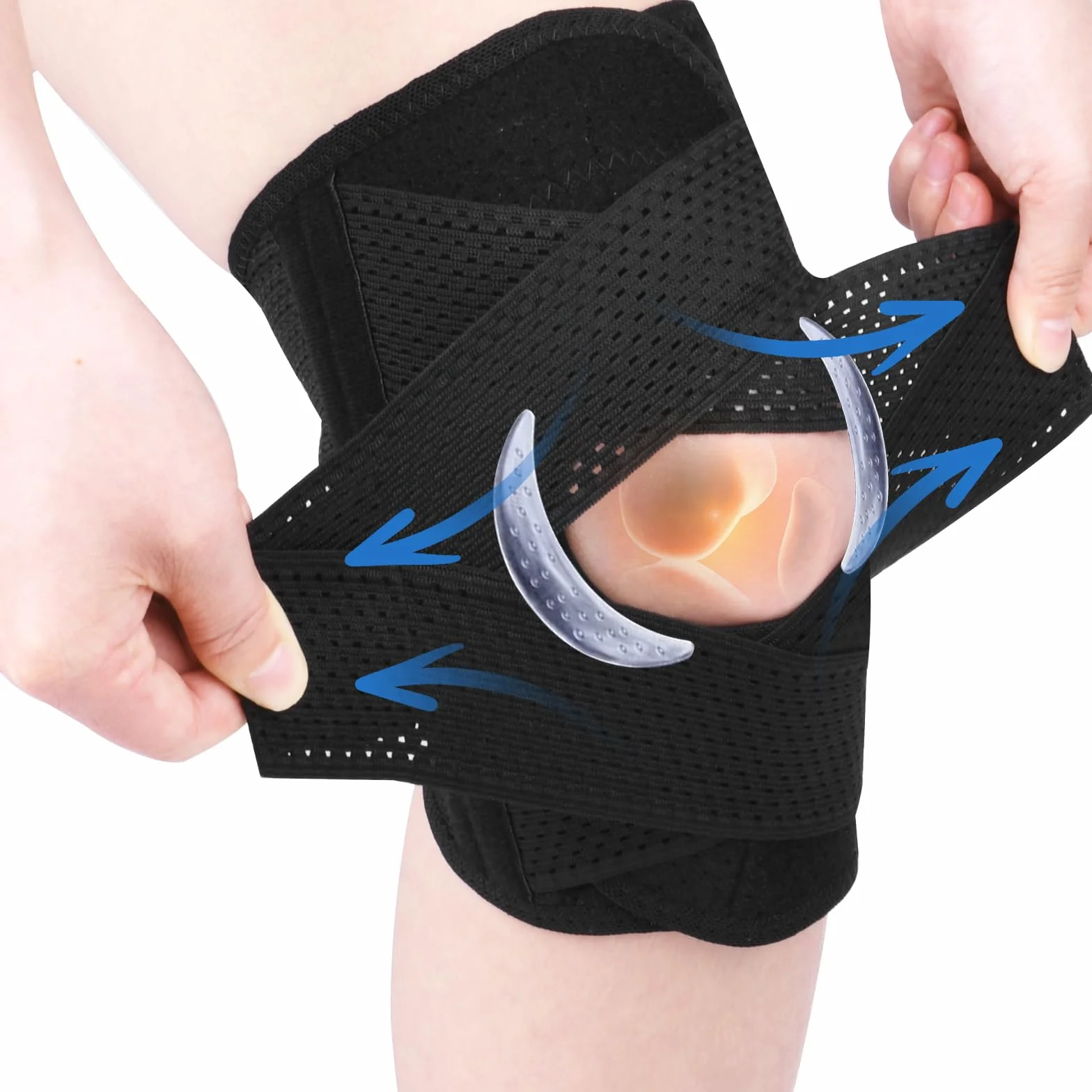 AOOWU Ginocchiera Ortopedica Regolabile con Stabilizzatori Laterali per Corsa, Lesioni al Menisco