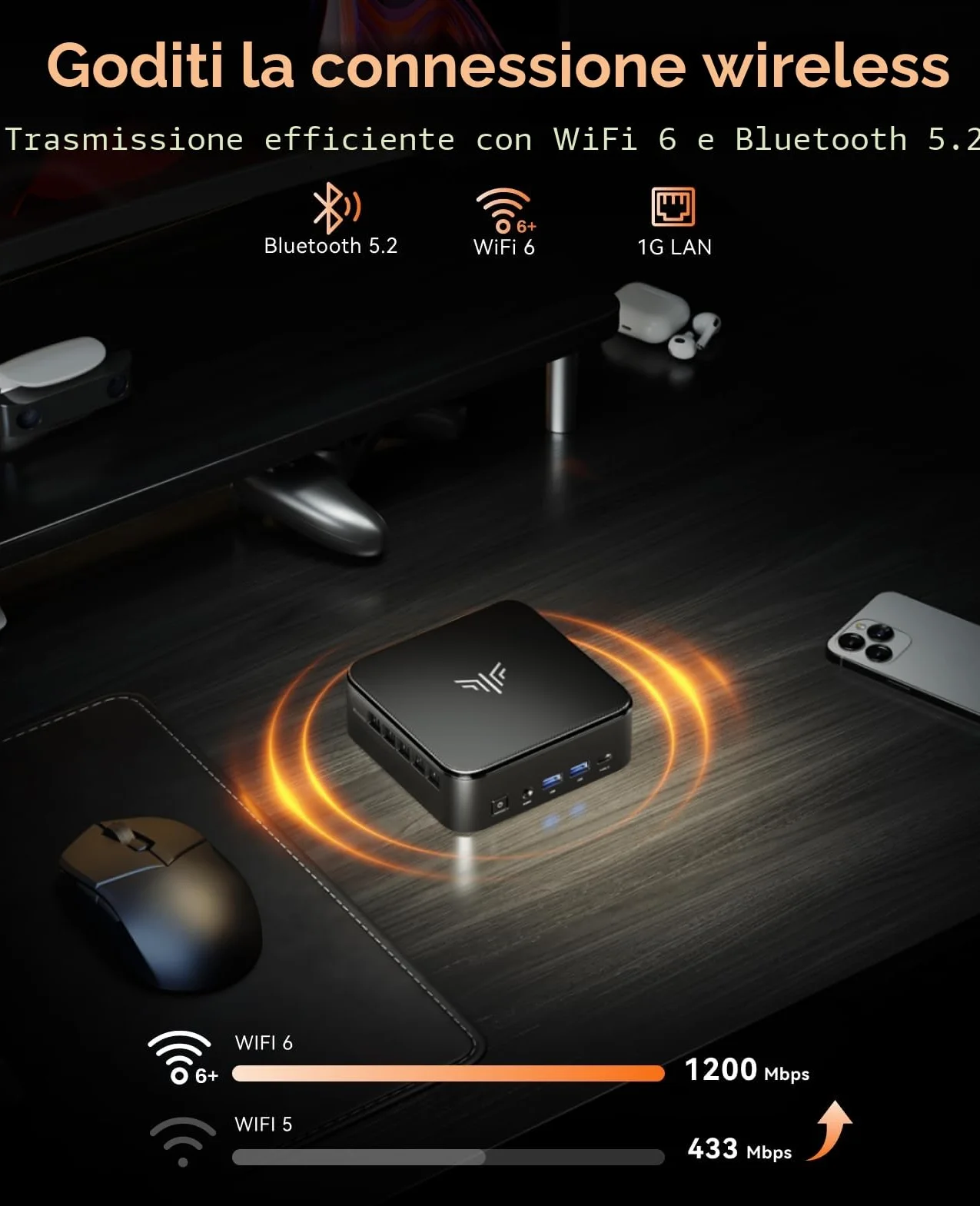 NiPoGi E3B AMD Ryzen 5 7430U 16GB LPDDR4X 512GB SSD Mini Desktop Computer Radeon RX Vega 7 4K Triplo Display DP HDMI Type C WiFi 6 BT5.2 Micro Gaming PC