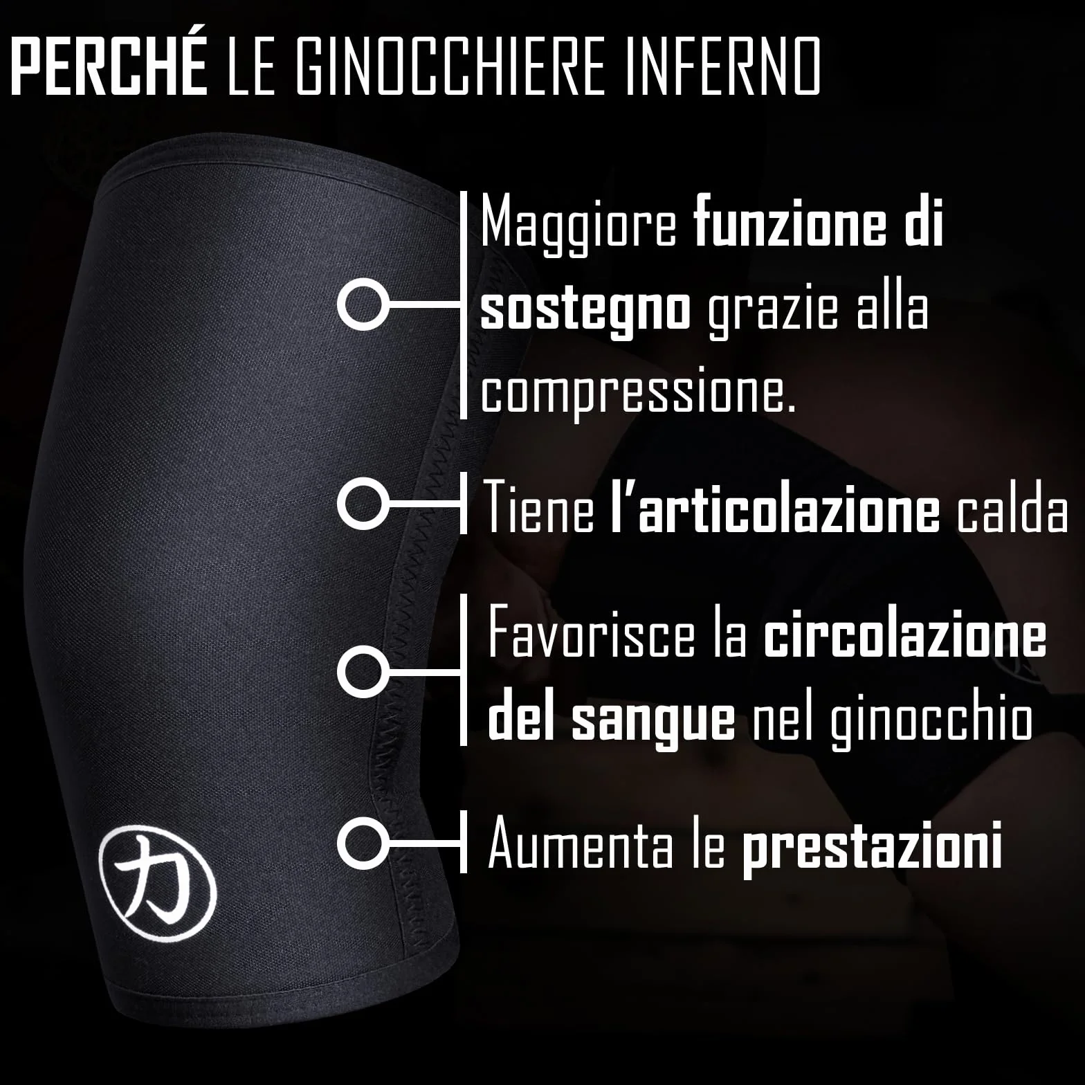 Ginocchiere Powerlifting Neoprene 7 mm L Nero IPF Approved