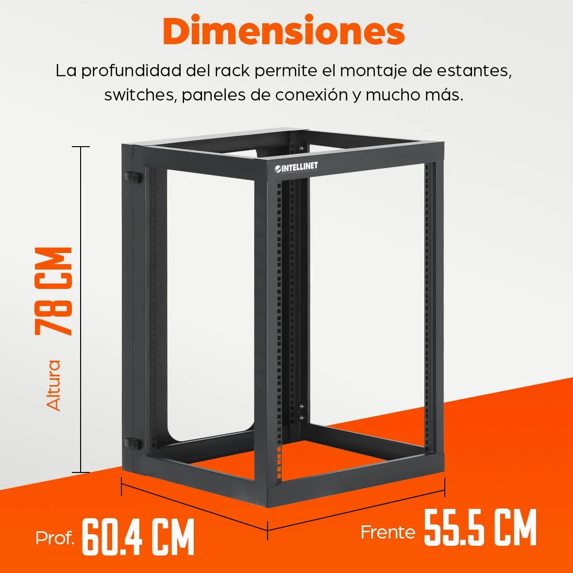 INTELLINET 716161 Armadio a Muro 19" Open Frame 4 Montanti 15U Nero