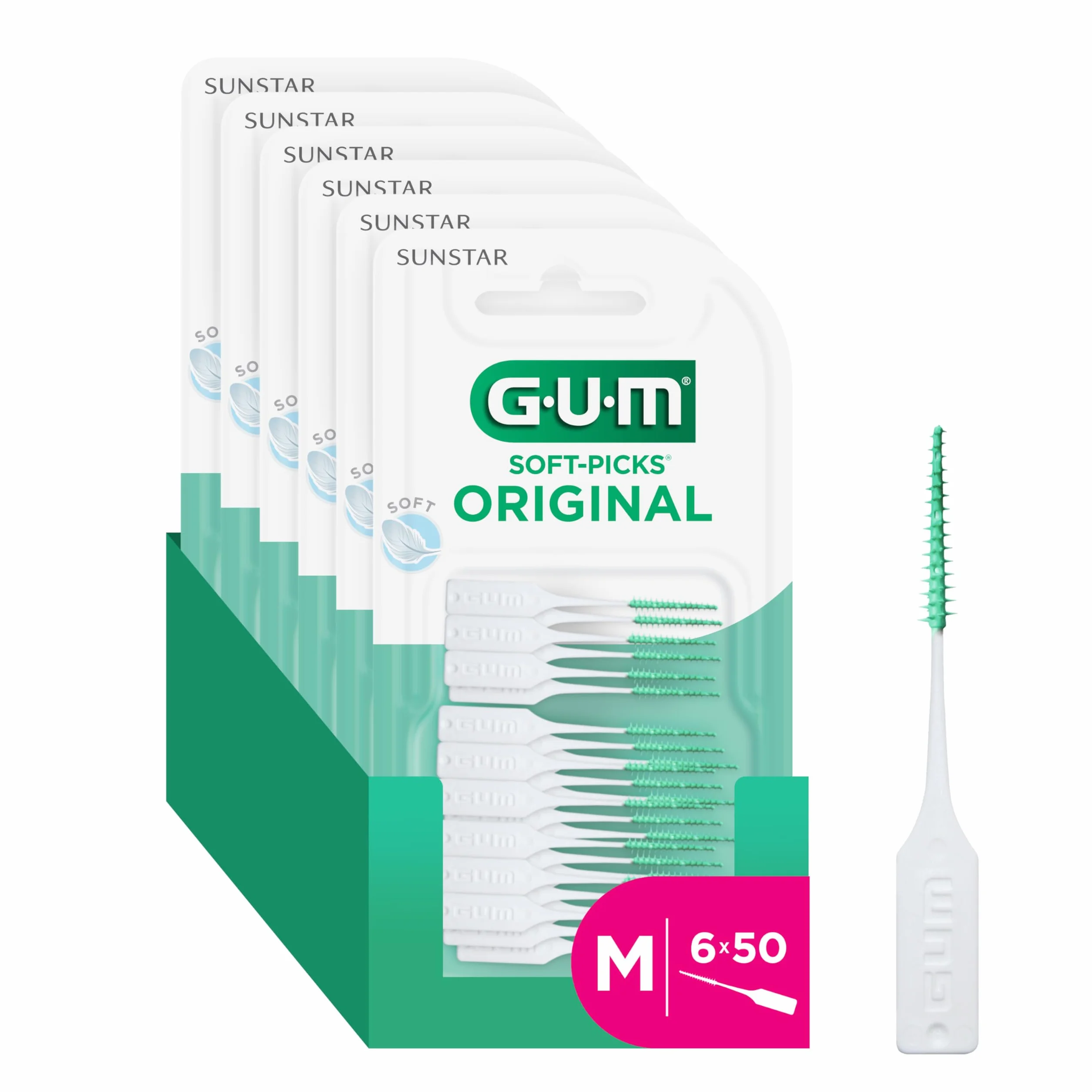 GUM SOFT-PICKS ORIGINAL Scovolini Interdentali in Gomma Senza Lattice M 6x50