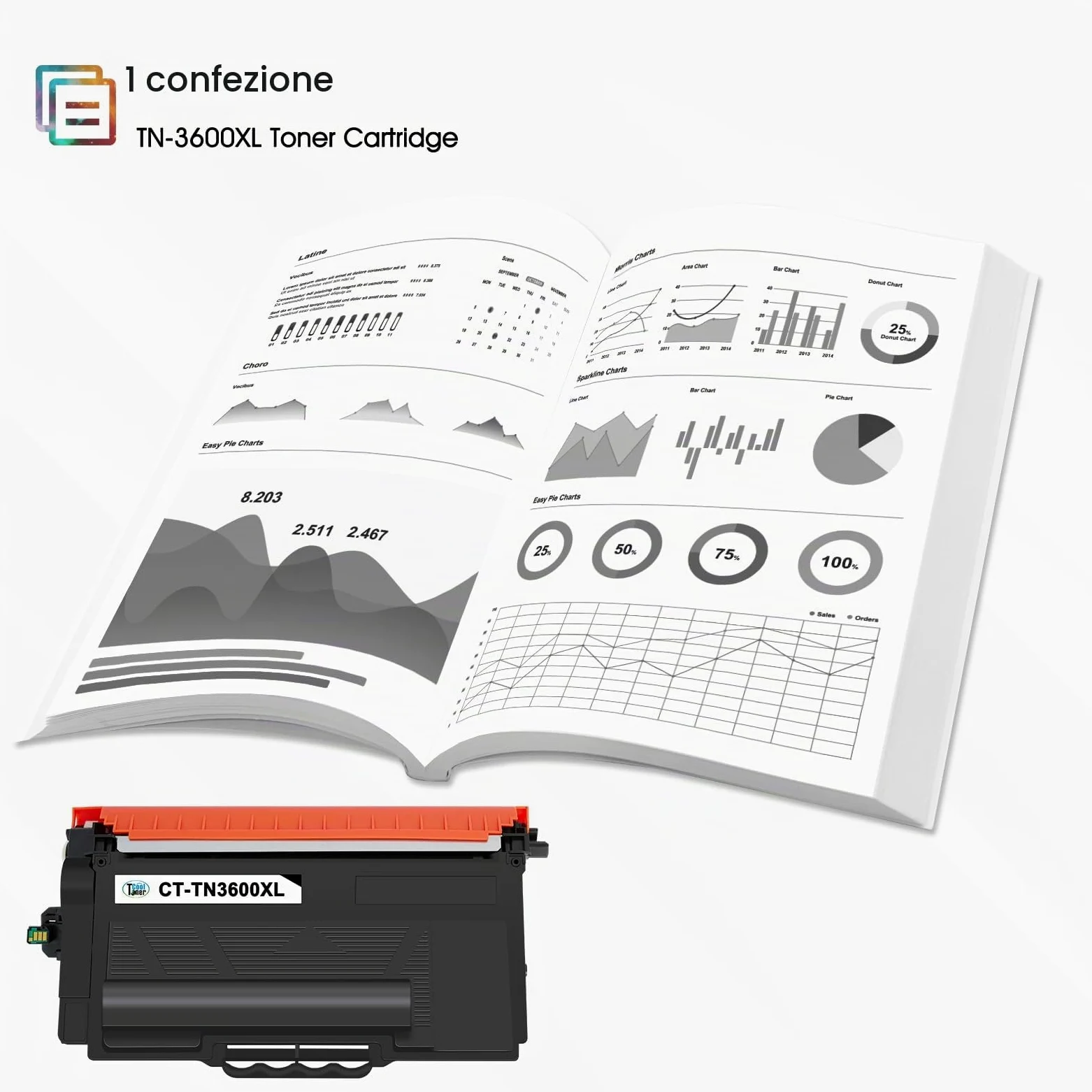 TN3600XL TN3600 TN-3600XL HL-L5210DN MFC-L5710DW Toner Con Chip 1-Pack | Compatibile per Brother TN-3600 MFC-L5710DN MFC-L6710DW HL-L6415DN HL-L6210DW DCP-L5510DW MFC-L6910DN HL-L5210DW HL-L5215DN