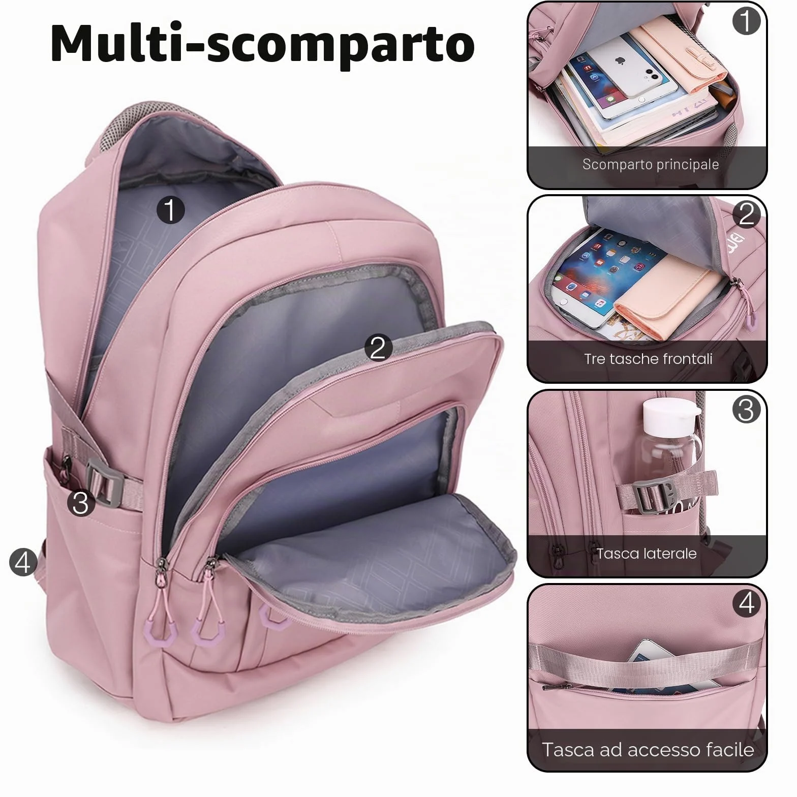 Zaino Porta PC 15.6 Multifunzione per Donna, Computer Portatile Comodo e Traspirante per Campeggio e Escursionismo