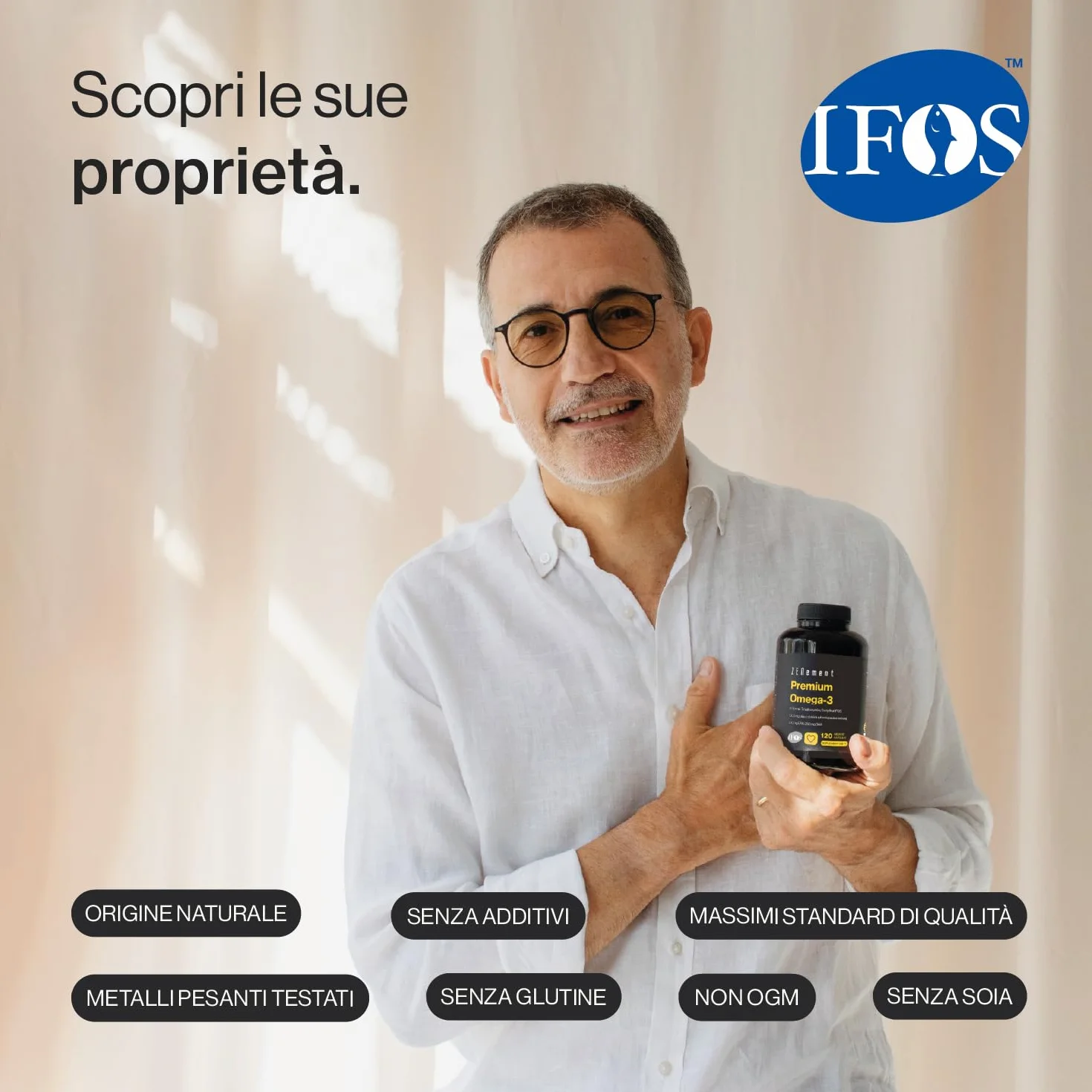 Omega 3 IFOS Trigliceridi 1000 mg EPA 500 mg DHA 120 Capsule Softgel Olio di Pesce Selvaggio Certificato FOS