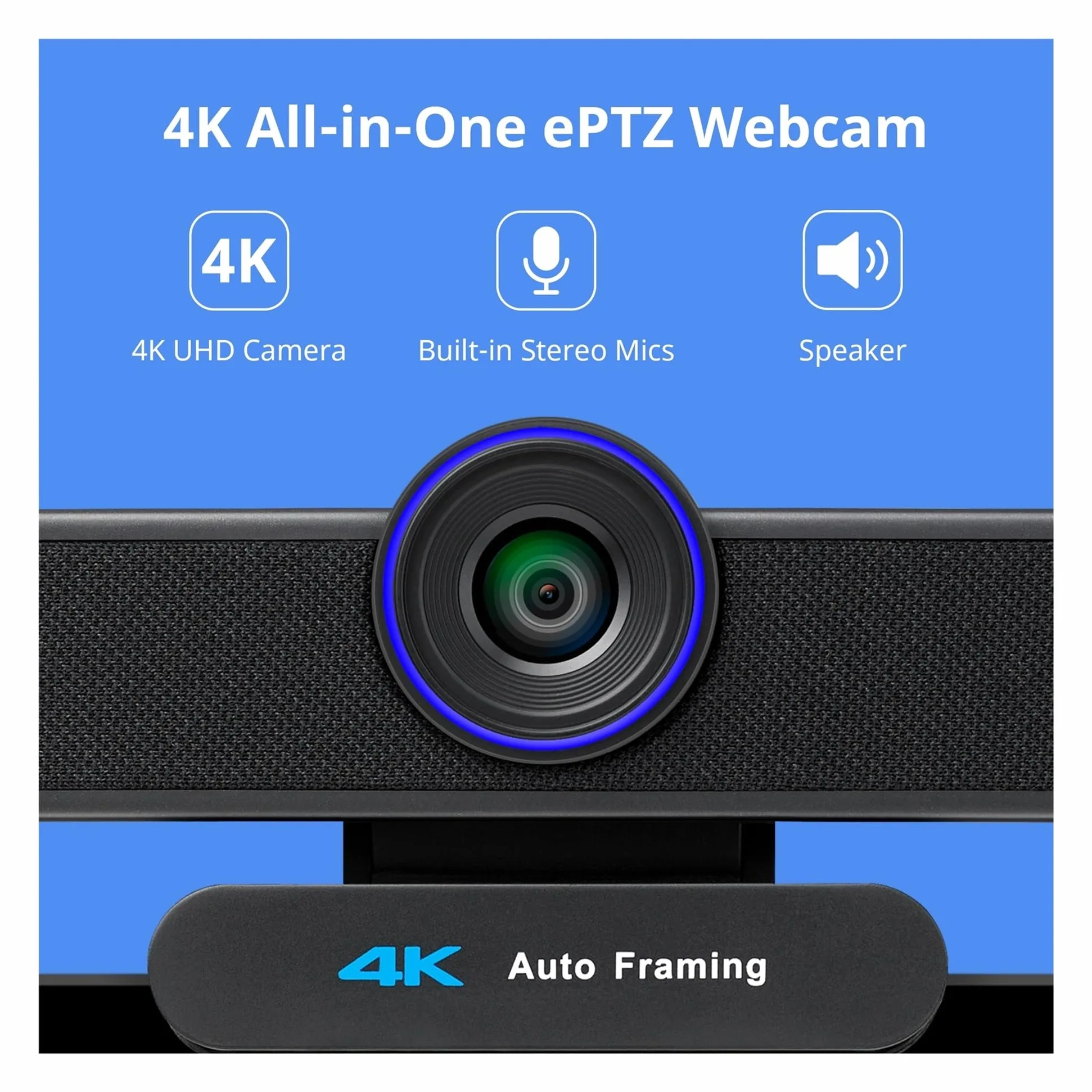 Webcam Webcam for conferenze Zoom digitale 8MP 4x con inquadratura automatica su webcam for PC USB 2K for conferenze, streaming live, registrazione(A)