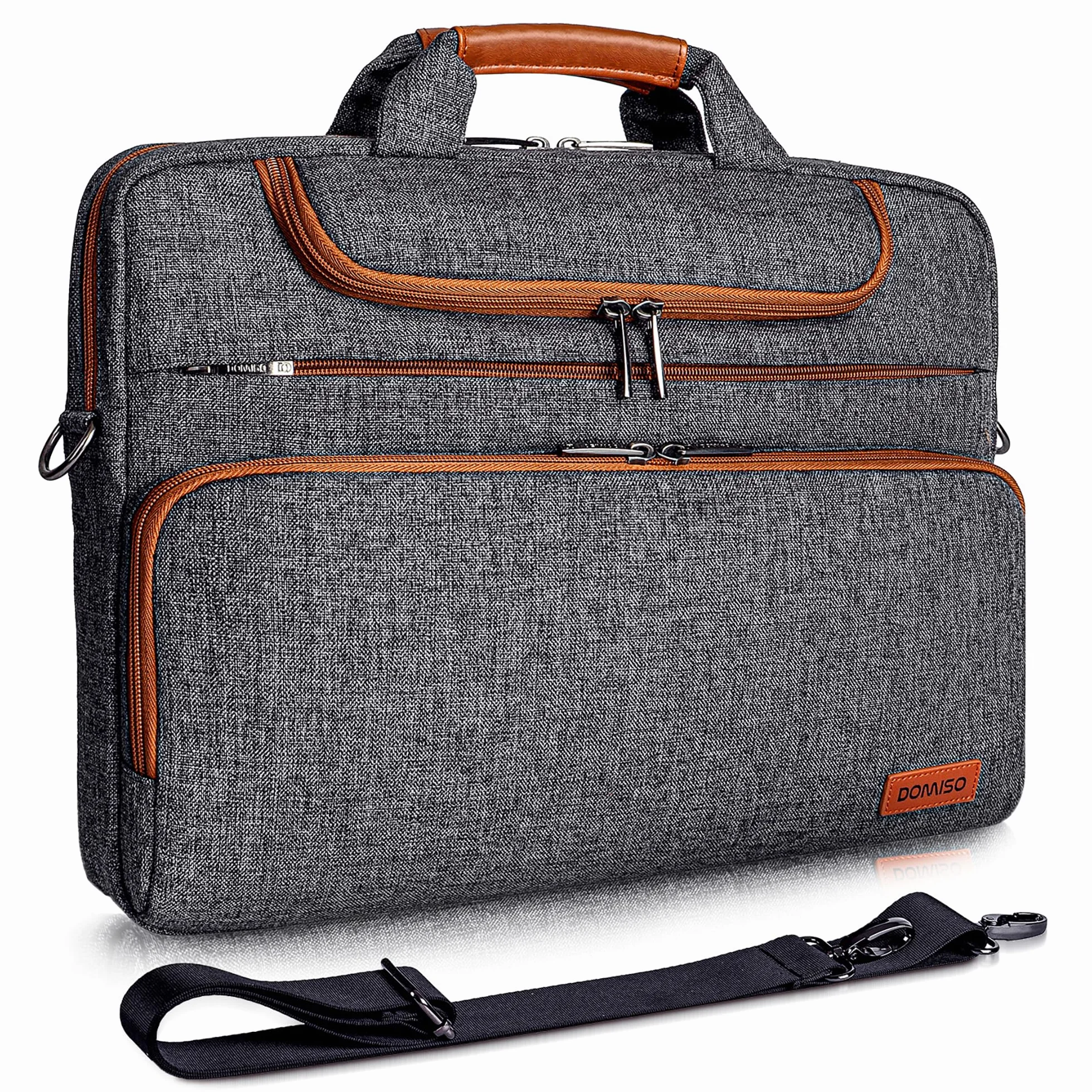 DOMISO Borsa per PC da 17 17,3 18 Pollici, Messenger Resistente all'Acqua con Tracolla, Compatibile con 17-18" Portatili e Notebook da Gaming/Dell/Lenovo/Acer/HP/MSI/ASUS, Grigio Scuro