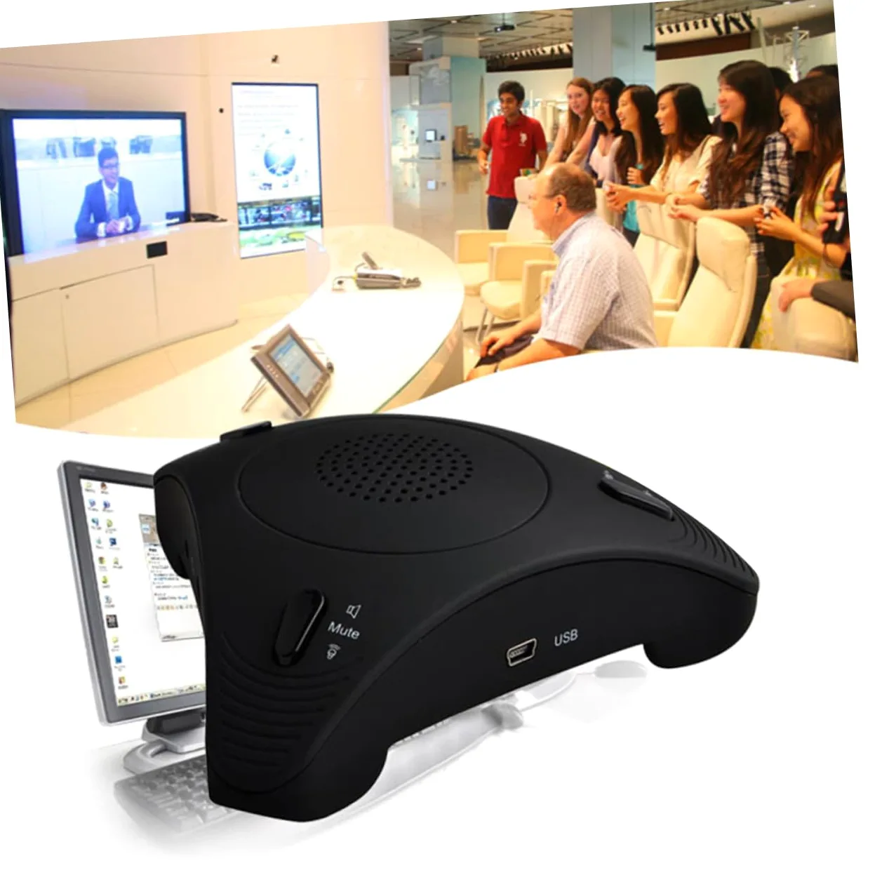 SUPVOX Microfono USB Omnidirezionale Nero Riduzione Dell’eco, Alta Sensibilità e Controllo Automatico del Guadagno, per Riunioni di Gruppo