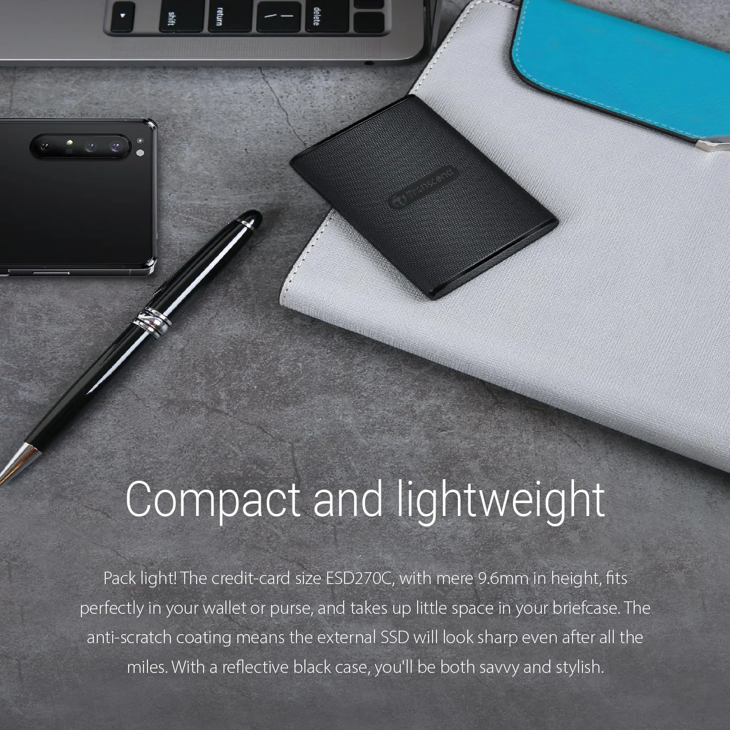 Transcend SSD portatile ESD270C da 250 GB USB 3.1 Gen 2 Type-C, fino a 520/460 MB/s, per desktop, laptop, dispositivi mobili e console di gioco - TS250GESD270C