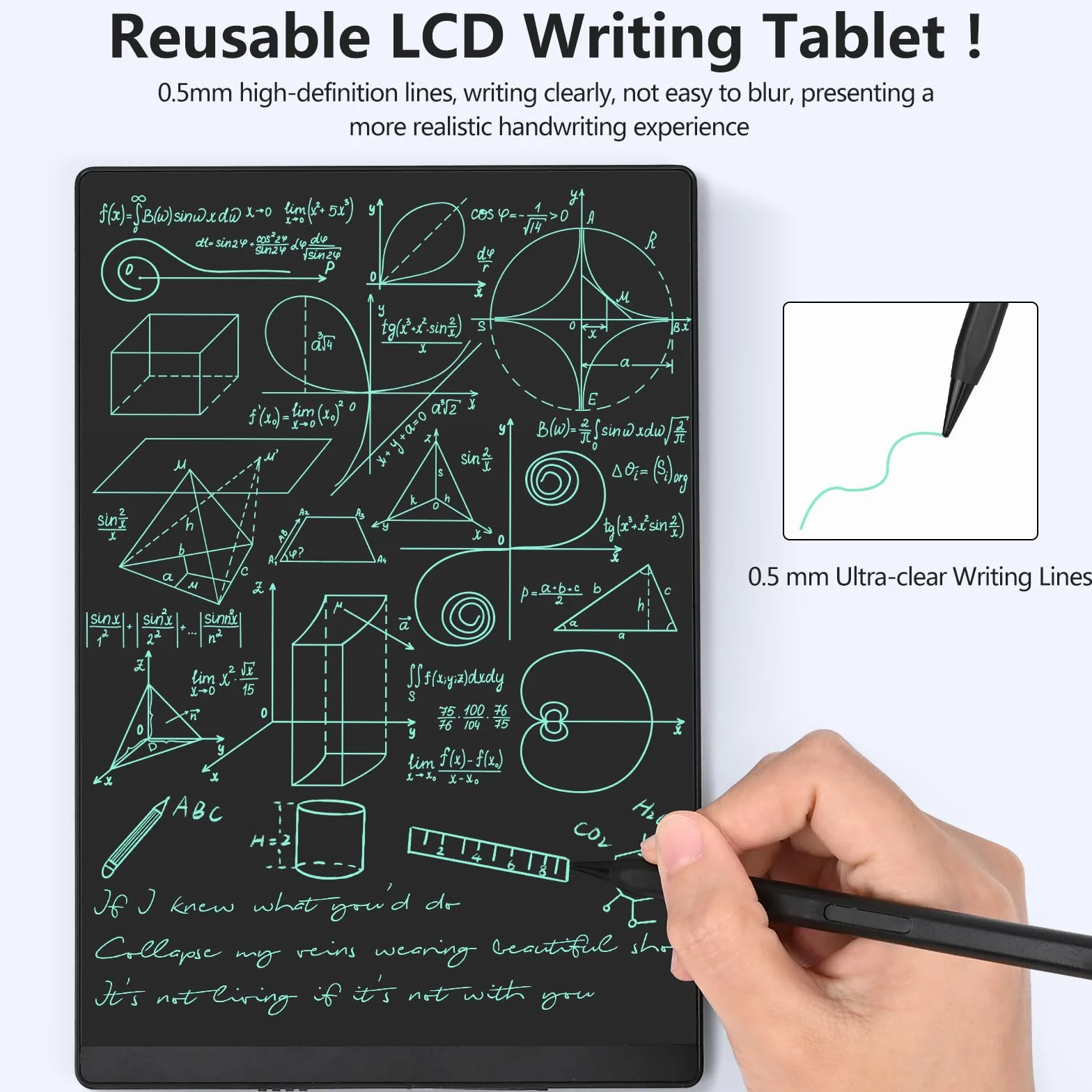 Czemo Tavoletta da Scrittura LCD 9,5 pollici Riutilizzabile Lavagna Digitale Portatile eWriter