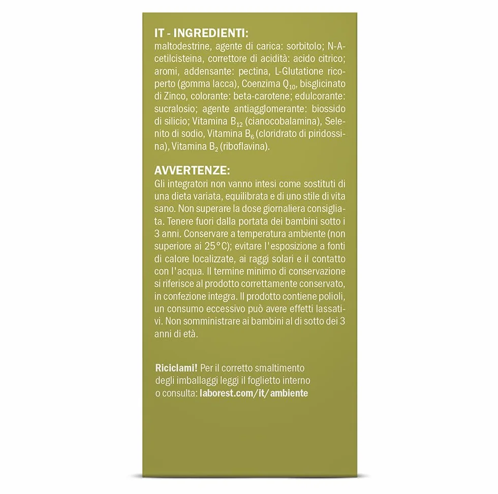Laborest Coenzima Q10 N-Acetilcisteina Vitamine B Zinco Selenio Integratore 20 Bustine