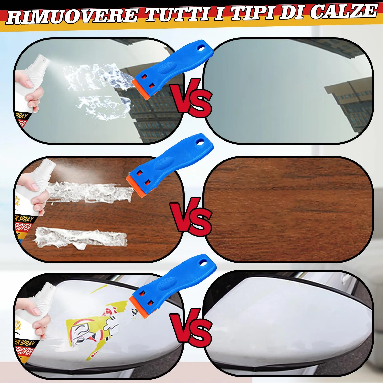 Rimuovi Colla Adesivi Spray 120ml con Raschietto in Plastica