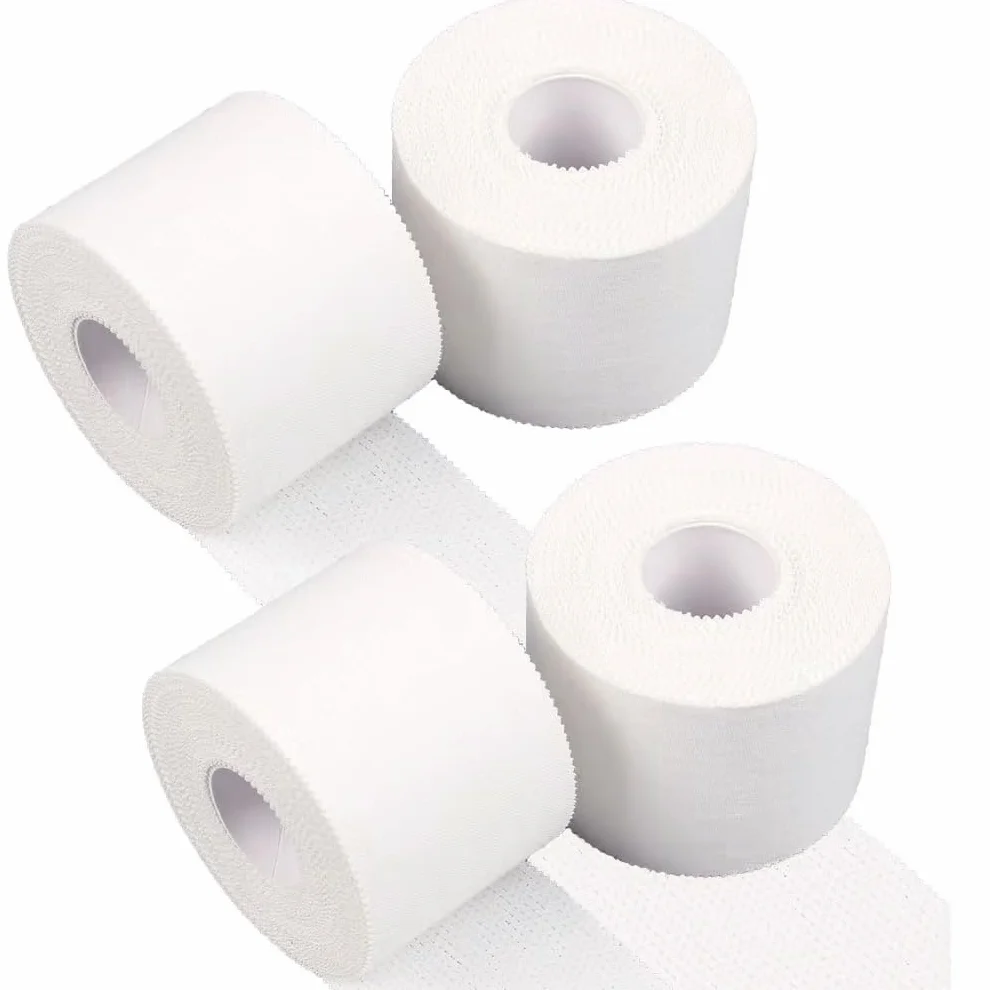 Nastro sportivo bianco 5cm x 10m set 4 rotoli autoadesivo extra forte strappabile