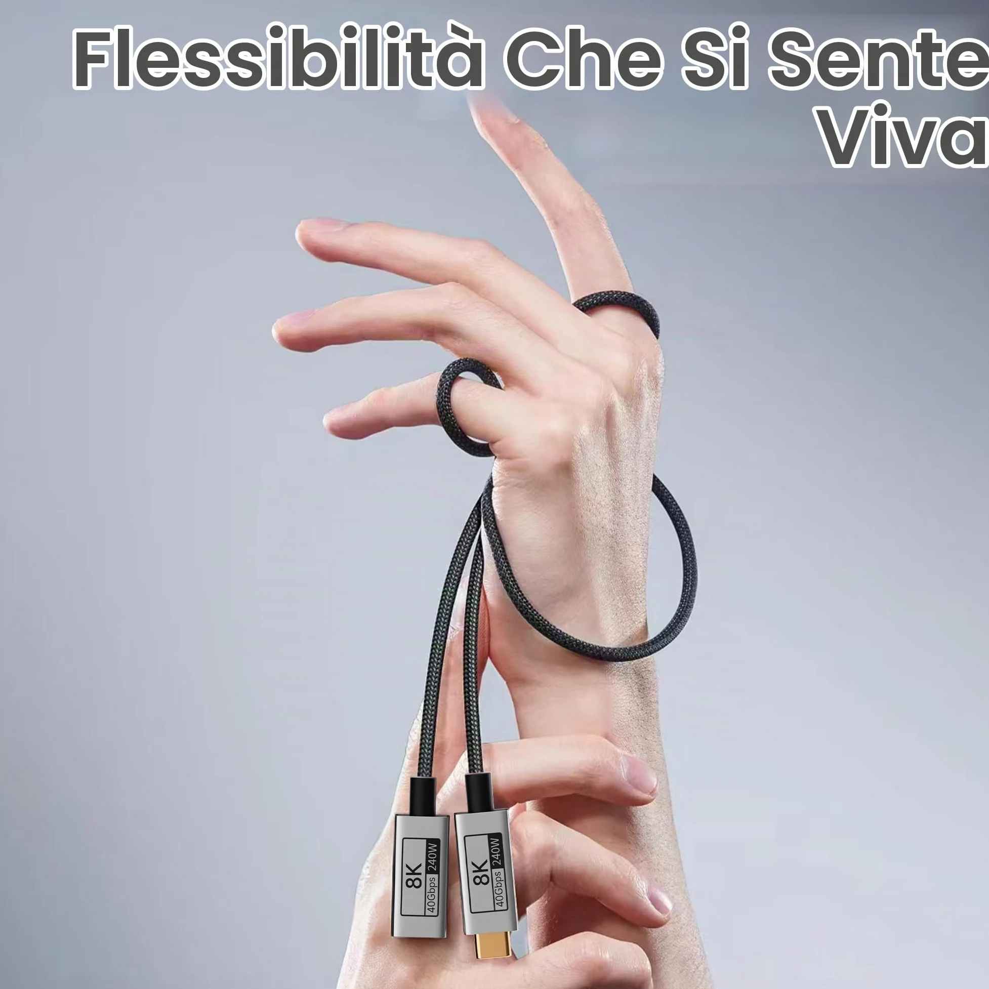 3 M Lungo Cavo Prolunga USB C Compatibile con Thunderbolt 5/4/3,USB-C Maschio-Femmina 40Gbps Trasmissione Dati,240W 5A Ricarica Rapida,8K@120Hz Video per Monitor/Laptop/SSD/Docking.