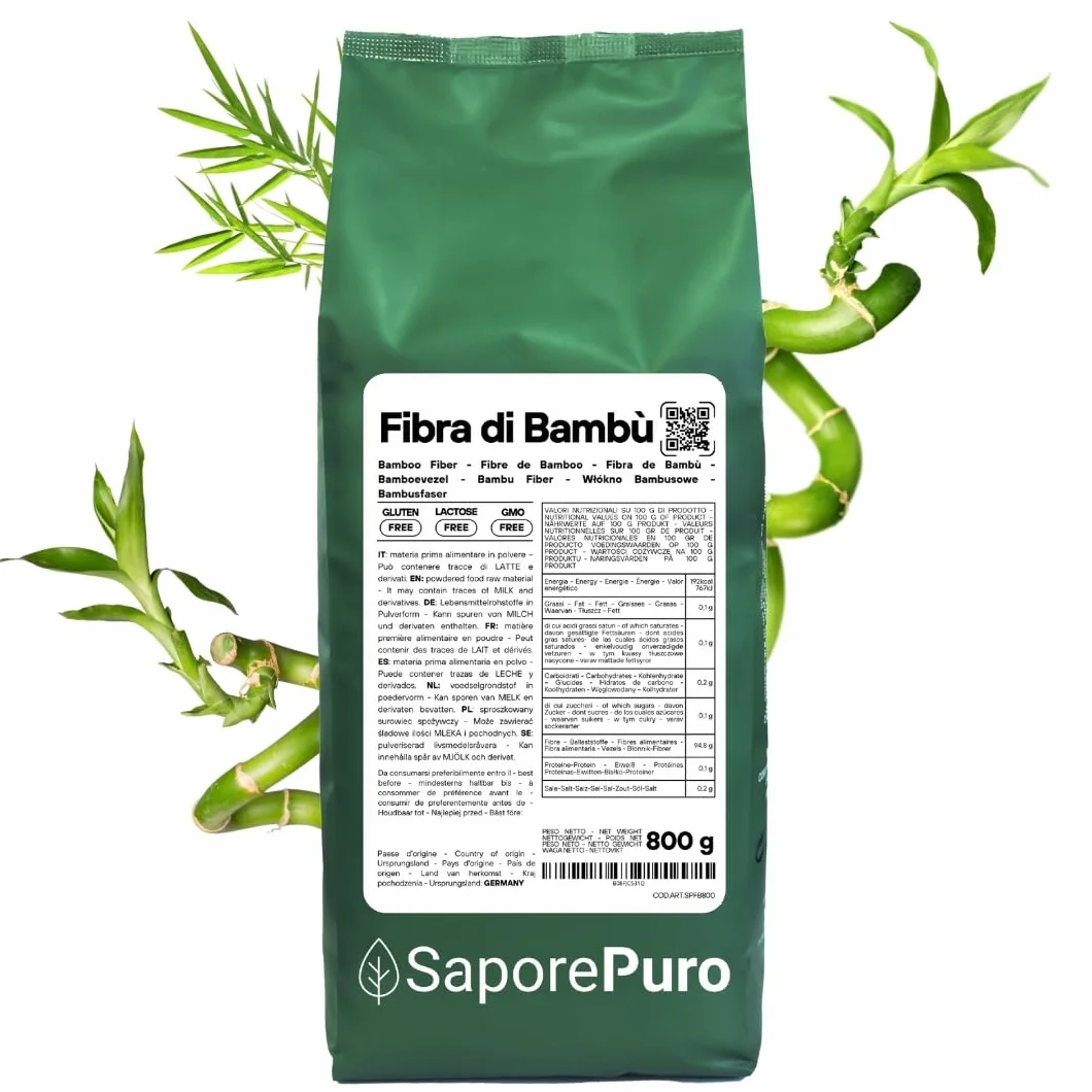 SaporePuro Fibra di Bambù alimentare 800 gr farina a basso contenuto di carboidrati