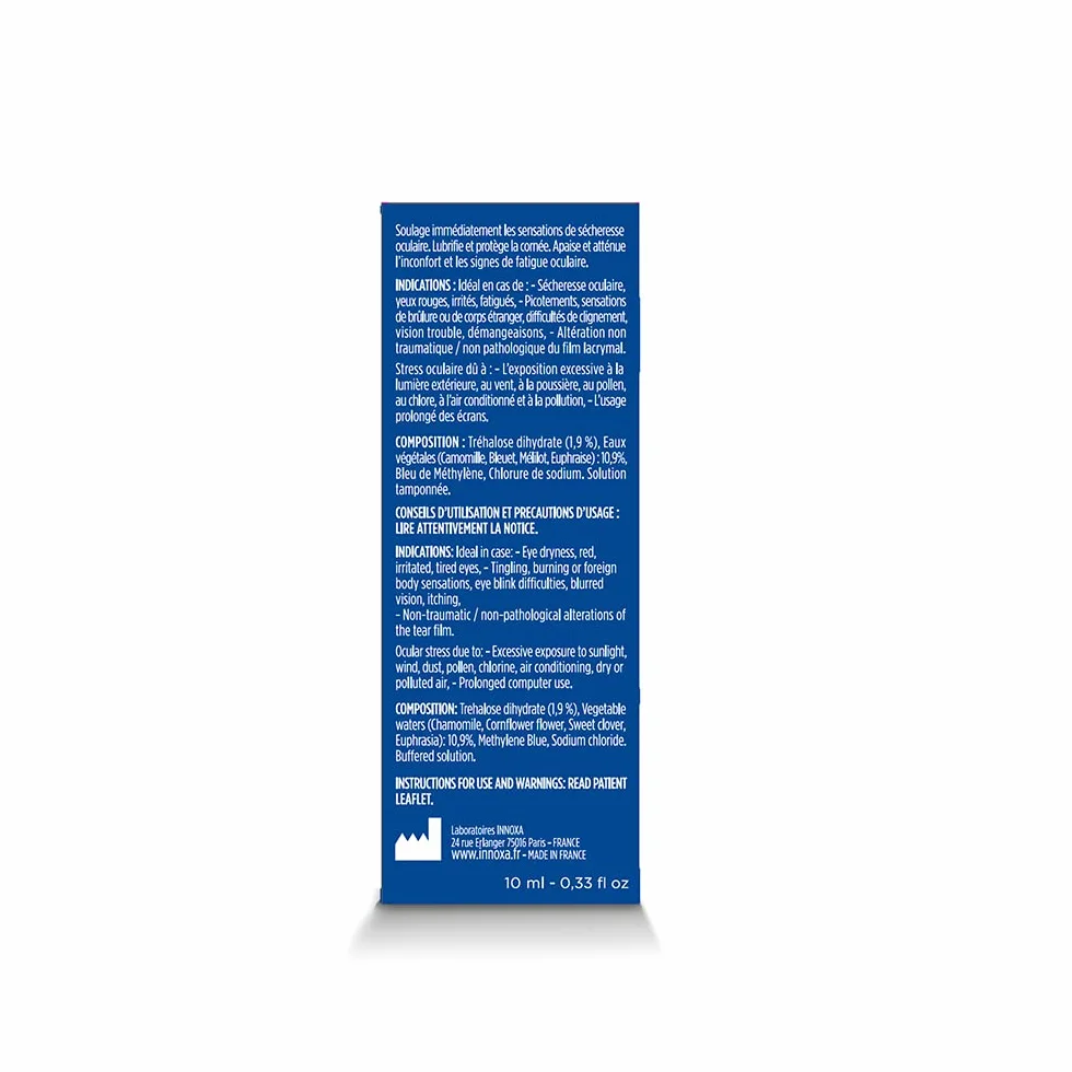 INNOXA Gocce oculari formula blu Sbianca occhi rossi Idrata Rinfresca occhi secchi stanchi Sterile senza conservanti Pack 2x10ml