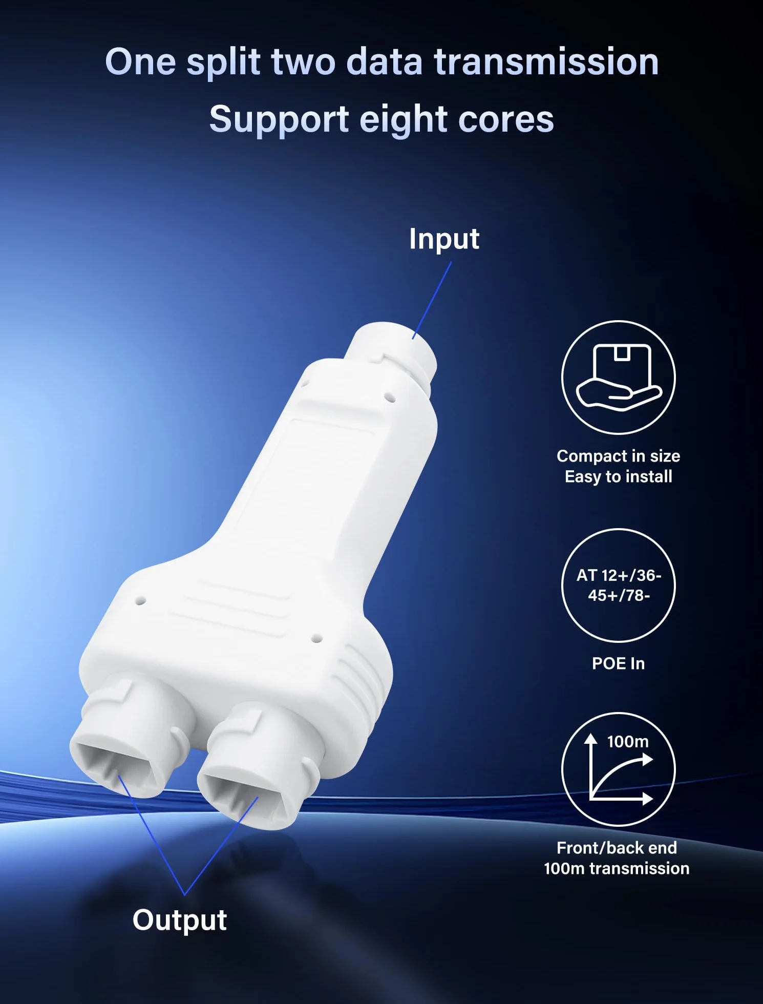 SinLoon IP67 Impermeabile PoE Extender POE Splitter 1 in 2 Out Extender 100m Estensione 10/100Mbps Ethernet Outdoor PoE Ripetitore per Telecamera IP Plug and Play