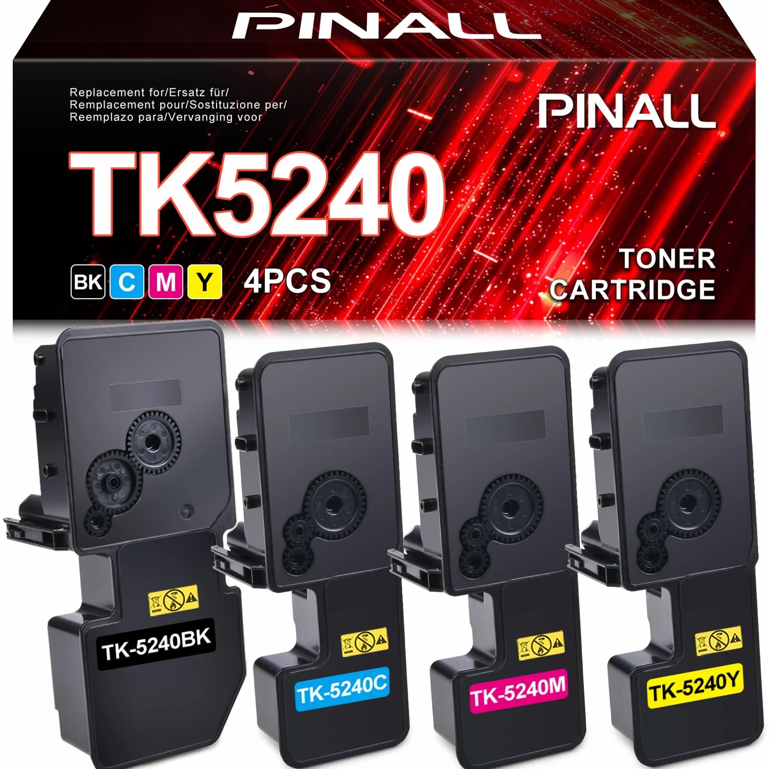 TK5240 TK-5240 compatibile con Kyocera Ecosys M5526cdw M5526cdn | Compatibile con Kyocera Ecosys M5526cdw, M5526cdn e Kyocera Ecosys P5026cdn, P5026cdw (nero, magenta, ciano, giallo)
