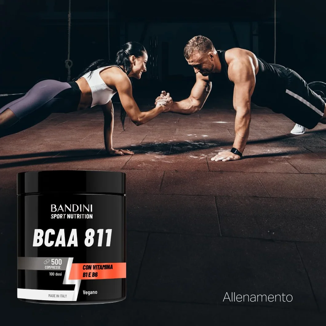 Bandini BCAA 8 1 1 500 Compresse Amminoacidi Fermentati con Vitamina B1 e B6 Leucina Isoleucina Valina