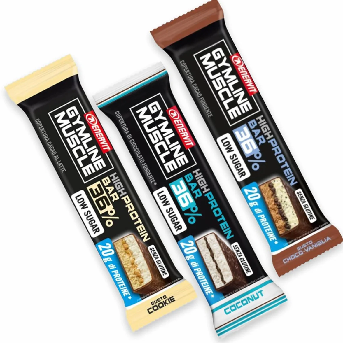 Enervit Gymline Muscle Variety Pack 36% High Protein Bar 24 Barrette Cocco Choco-Vaniglia Cookie